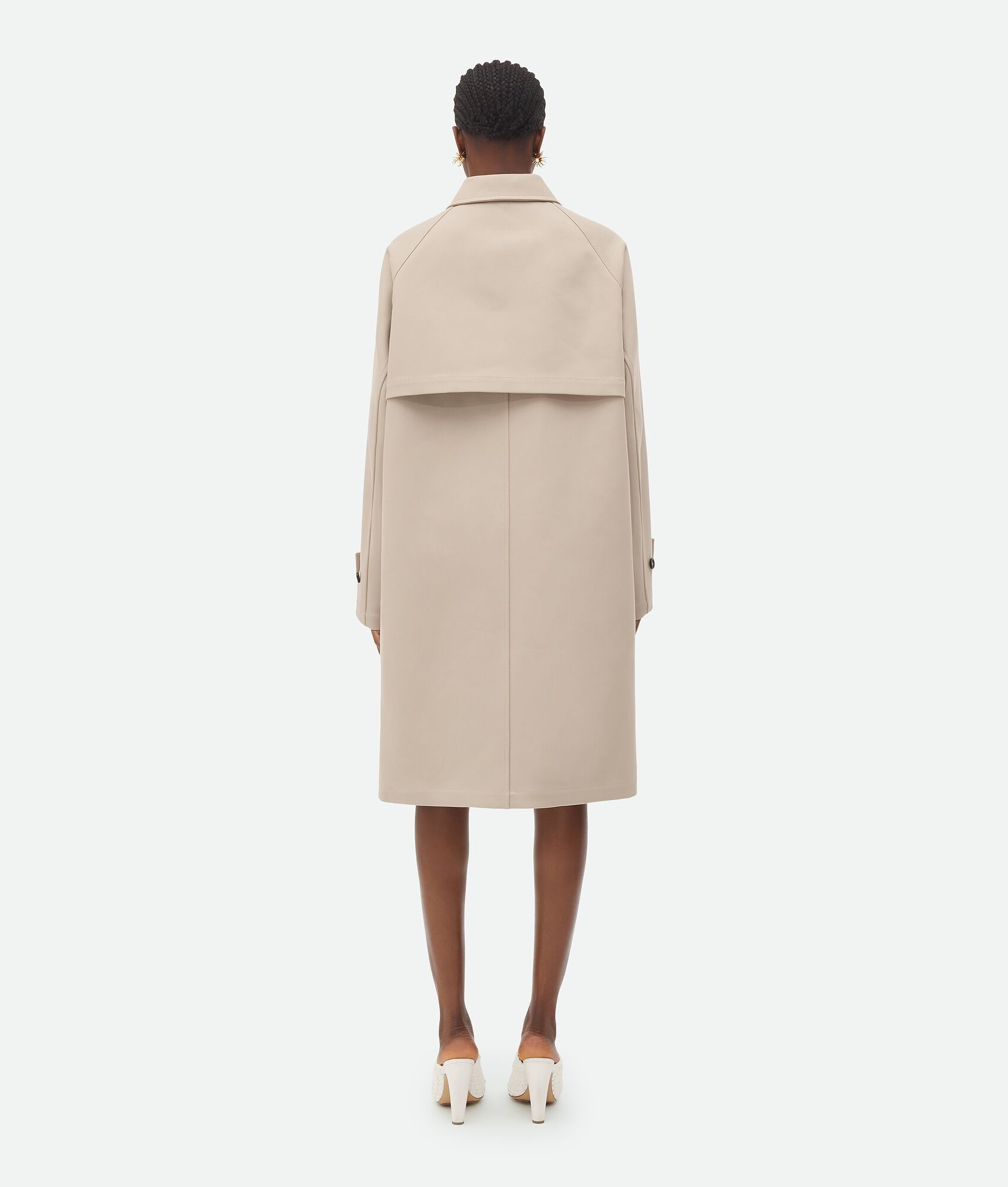Bottega Veneta o1n1vont1224 Bonded Wool And Cotton Coat in Beige Size M / US 6-8 / IT 42-44 - 3 Thumbnail