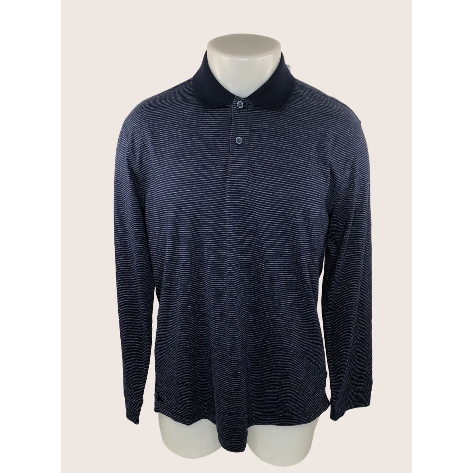 UNTUCKit UNTUCKit Polo Shirt Striped Long Sleeve Md. Navy Blue / Gray Men Shirt Tag New with Tags Size US M / EU 48-50 / 2 - 1 Thumbnail