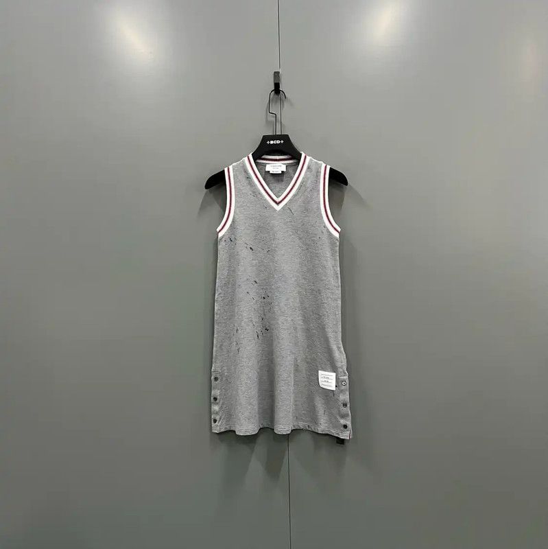 Thom Browne Thom Browne Summer Gray Cotton Midi Dress 0089 Size ONE SIZE - 1 Thumbnail
