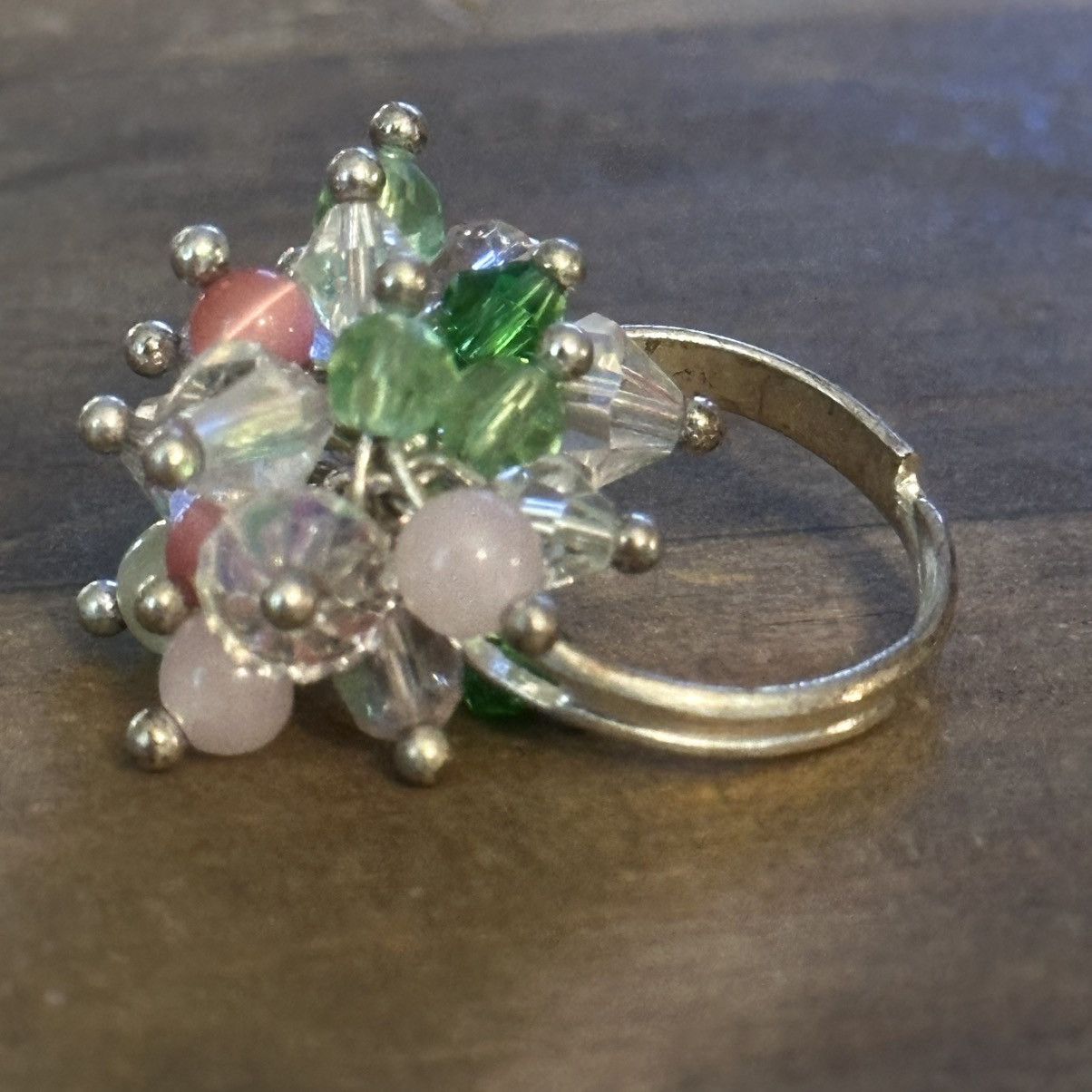 Vintage Vintage silver tone cluster glass bead ring Size ONE SIZE - 6 Thumbnail