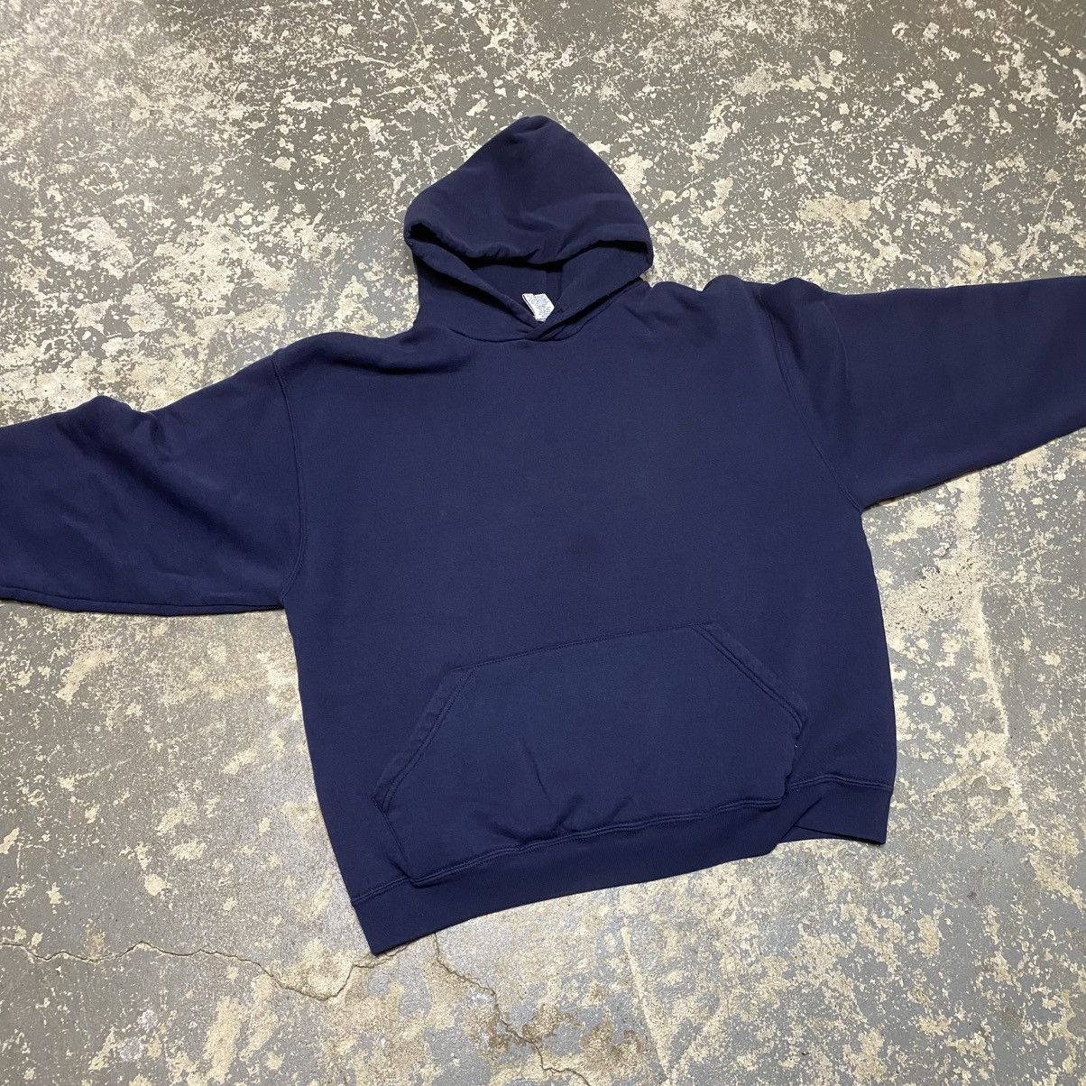 Russell Athletic × Vintage Vintage Russell Athletic Navy Boxy Hoodie Sweatshirt Size US L / EU 52-54 / 3 - 5 Thumbnail