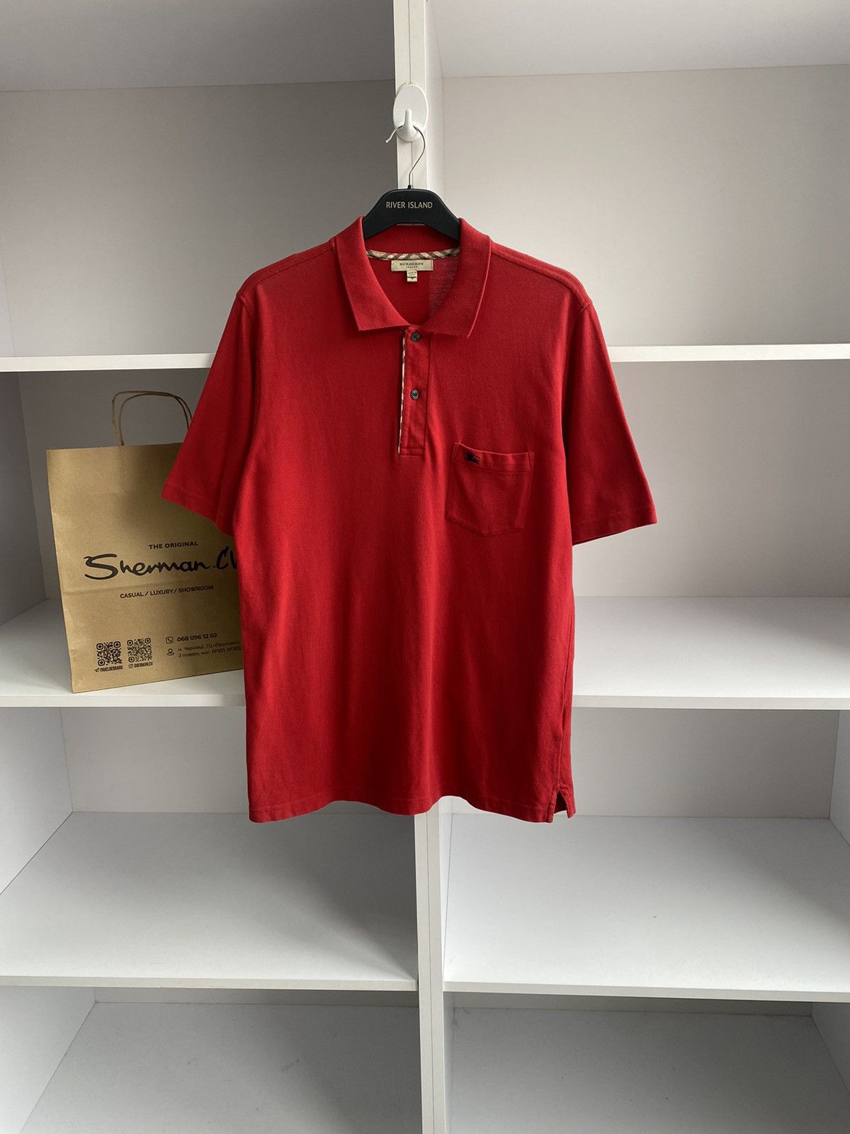 Burberry × Vintage Vintage Burberry Red Polo T-Shirt Size US S / EU 44-46 / 1 - 3 Thumbnail