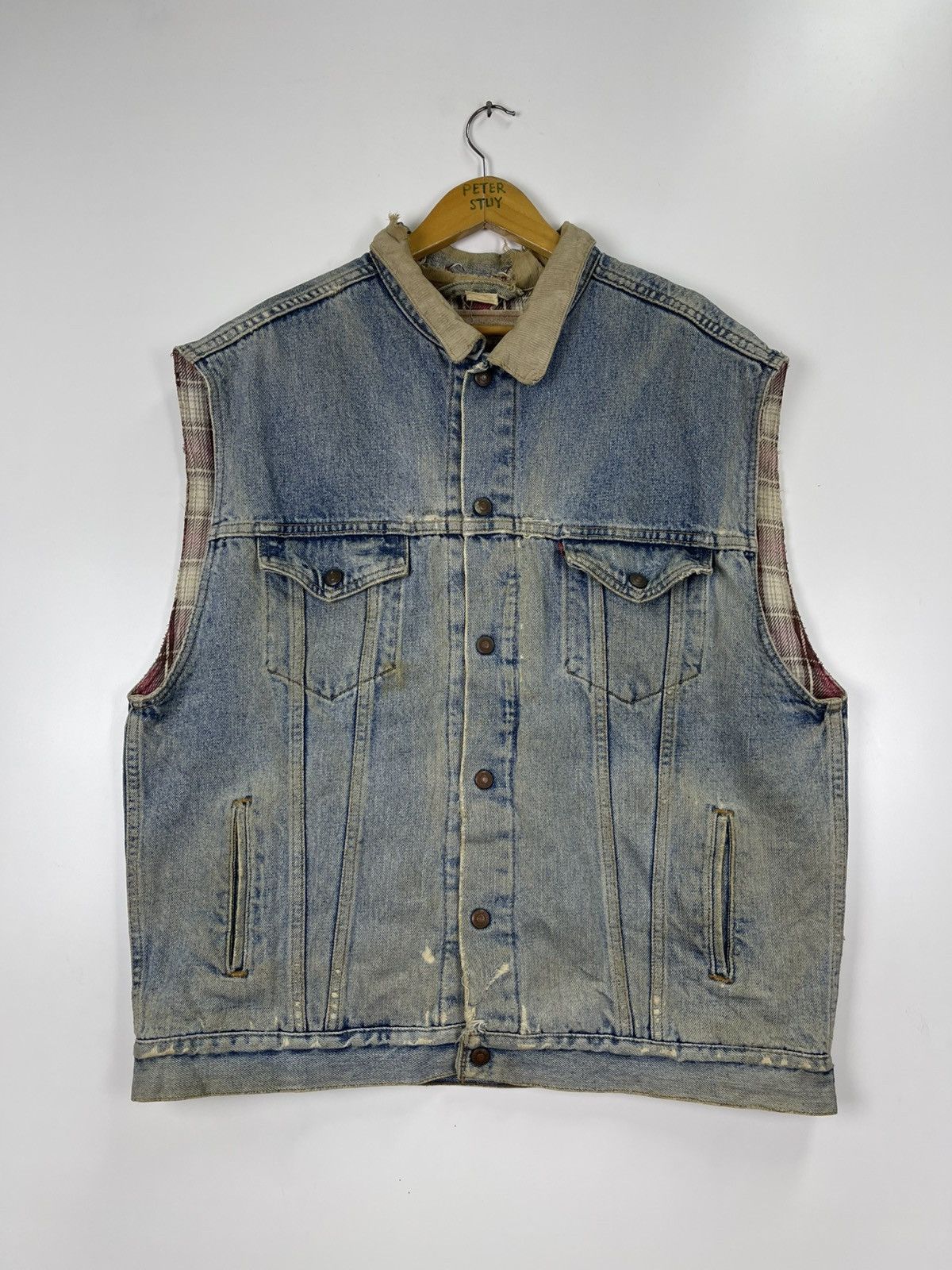 Levi's Vintage 80s Levi’s Distress Denim Sleeveless Size US L / EU 52-54 / 3 - 2 Thumbnail