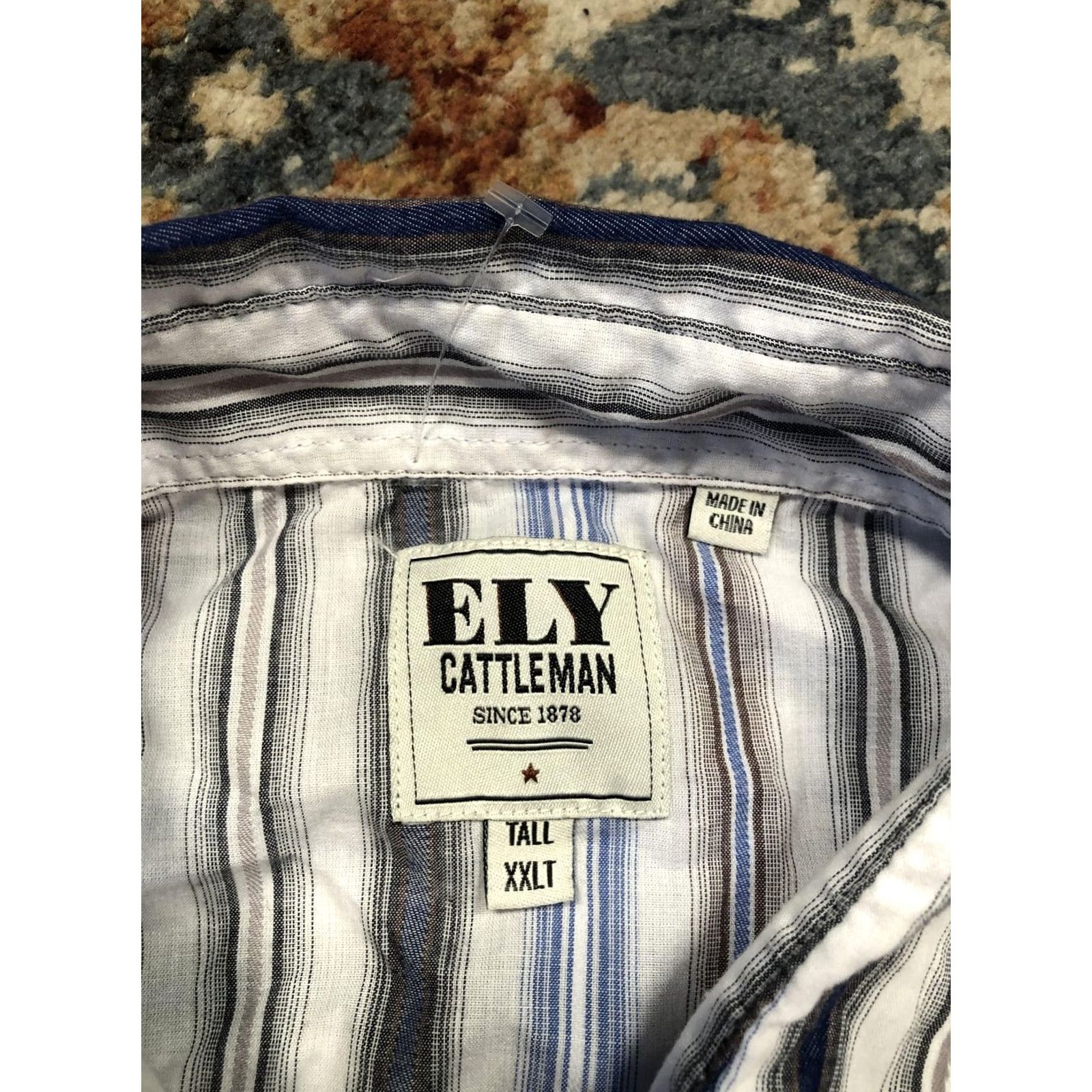 Vintage VINTAGE Ely Cattleman Shirt Mens 2XLT Blue Stripe Western Pearl Snap Long Sleeve Cowboy Size US XXL / EU 58 / 5 - 7 Thumbnail