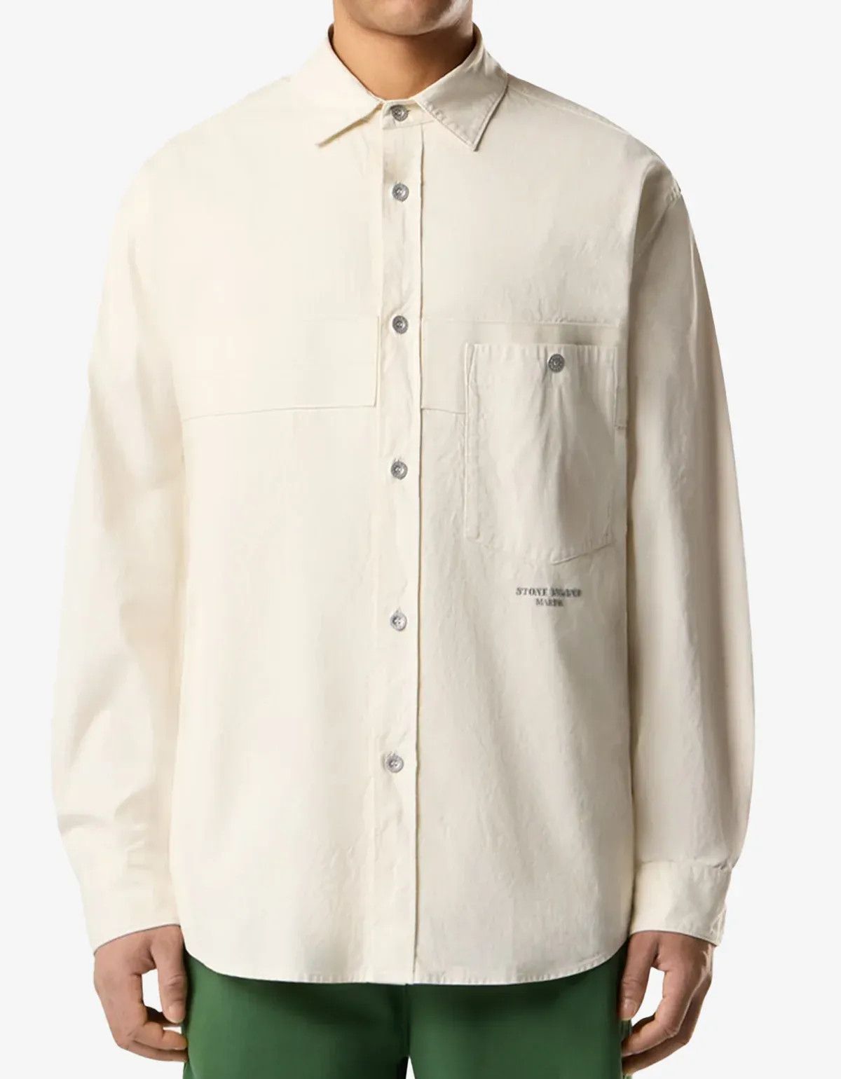 Stone Island Stone Island Marina White Logo Embroidery Overshirt Size US XL / EU 56 / 4 - 5 Thumbnail