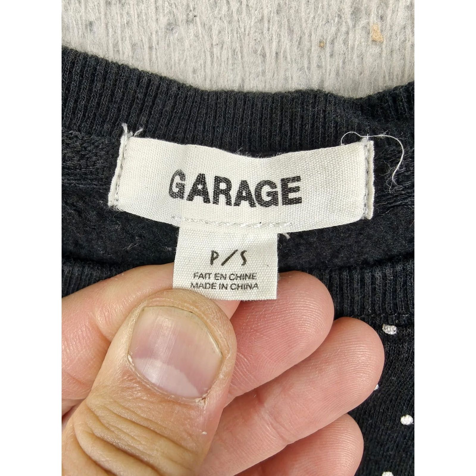 Garage Garage Shirt Juniors Small Black Crew Neck Polka Dot Cropped Balloon Sleeve Top Size S / US 4 / IT 40 - 2 Thumbnail