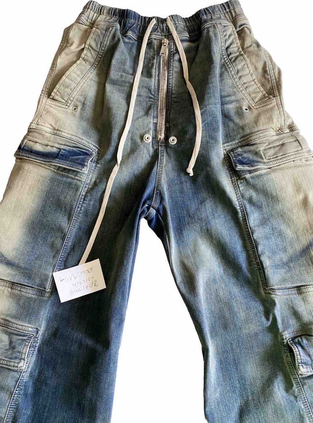 image of Rick Owens Double Cargo Jumbo Belas Edfu23 Mineral Pearl 48 in Mineral Blue, Men's (Size 32)