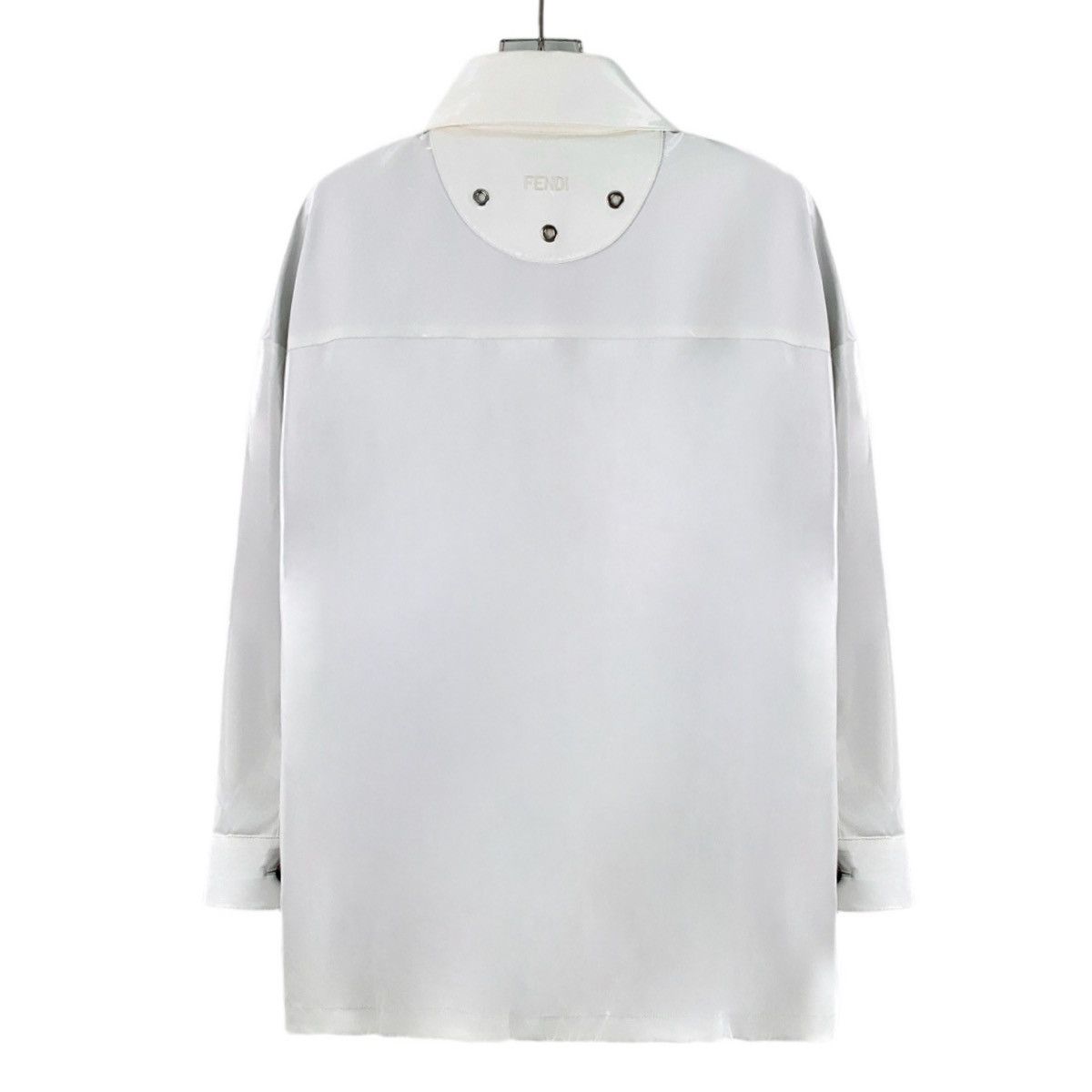 Fendi Fendi White Patent Leather Collared Long Sleeve Shirt K26WX Size S / US 4 / IT 40 - 2 Thumbnail