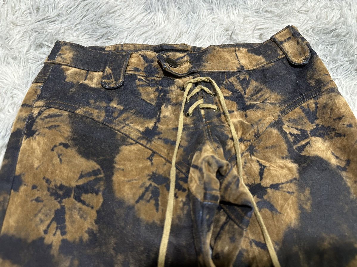 Le Grande Bleu (L.G.B.) 🔥Sick Y2K Body Noise Suede Tie Dye Laces Super Flared Pants Size US 26 / EU 42 - 6 Thumbnail