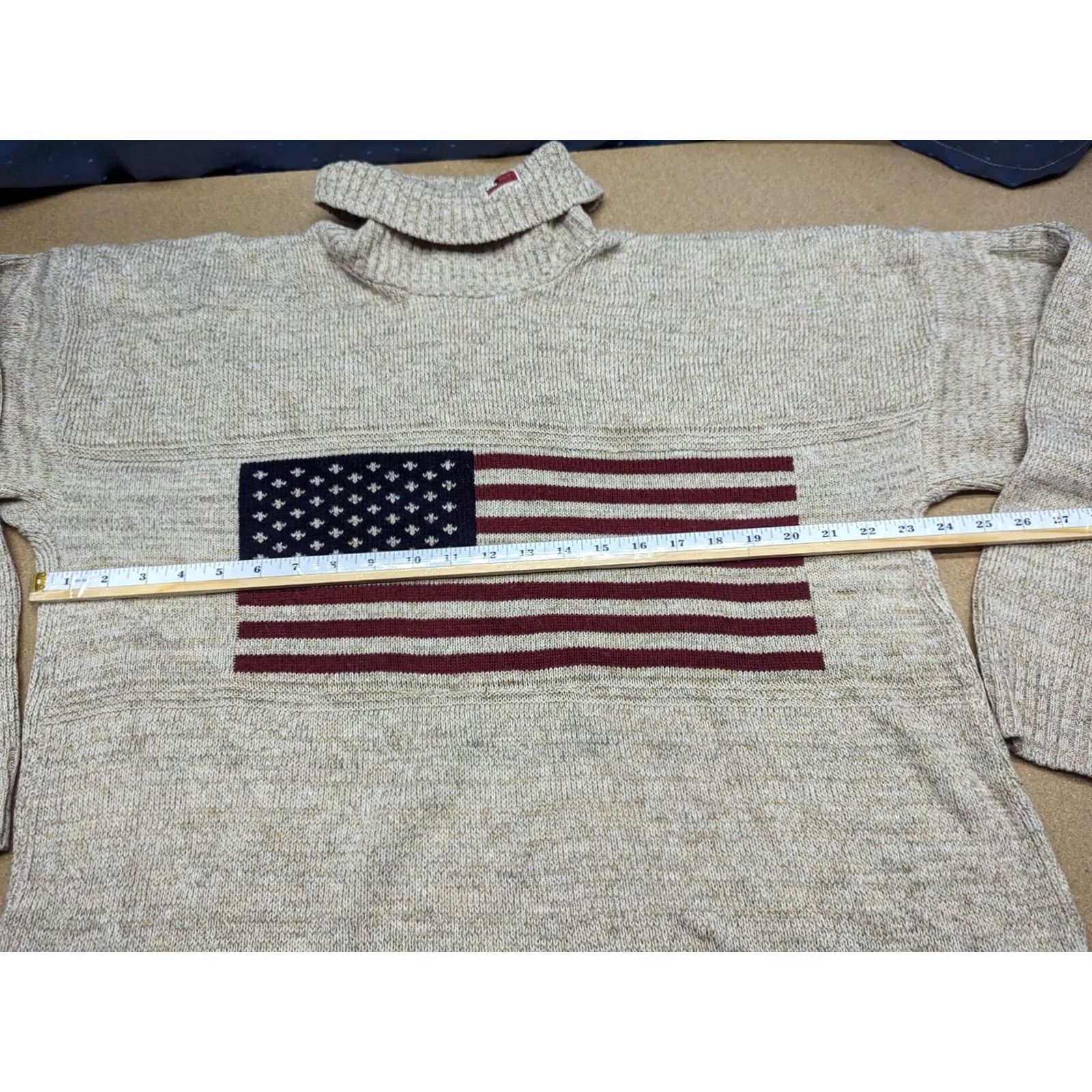 Polo Ralph Lauren VINTAGE Polo Jeans Company Mens Beige Sweater XL Made in USA Flag RARE Pullover Turtleneck Kn Size US XL / EU 56 / 4 - 4 Thumbnail