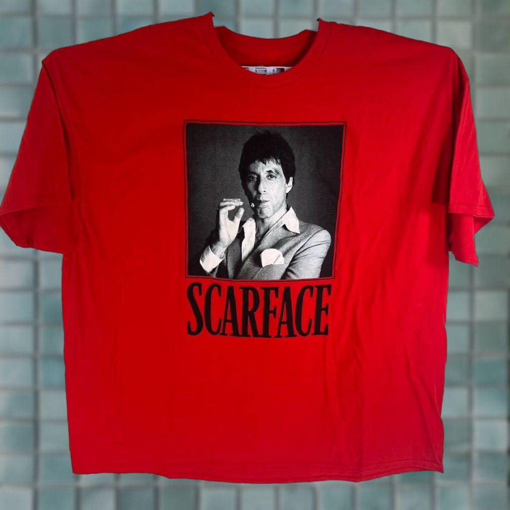 Vintage VINTAGE Scarface T-Shirt - Tony Montana Graphic Shirt Mens 4XL Red - 80s Movie Logo Crew Neck Short Sleeve Easy Care Cotton Size US XXL / EU 58 / 5 - 1 Thumbnail