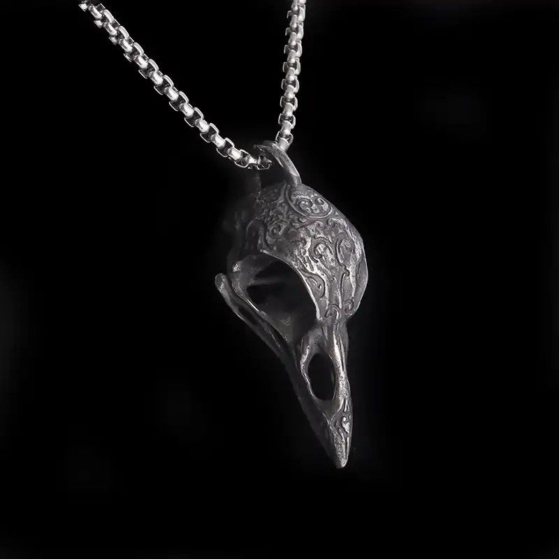 Vintage Vintage Goth Crow Skull Necklace Size ONE SIZE - 2 Thumbnail