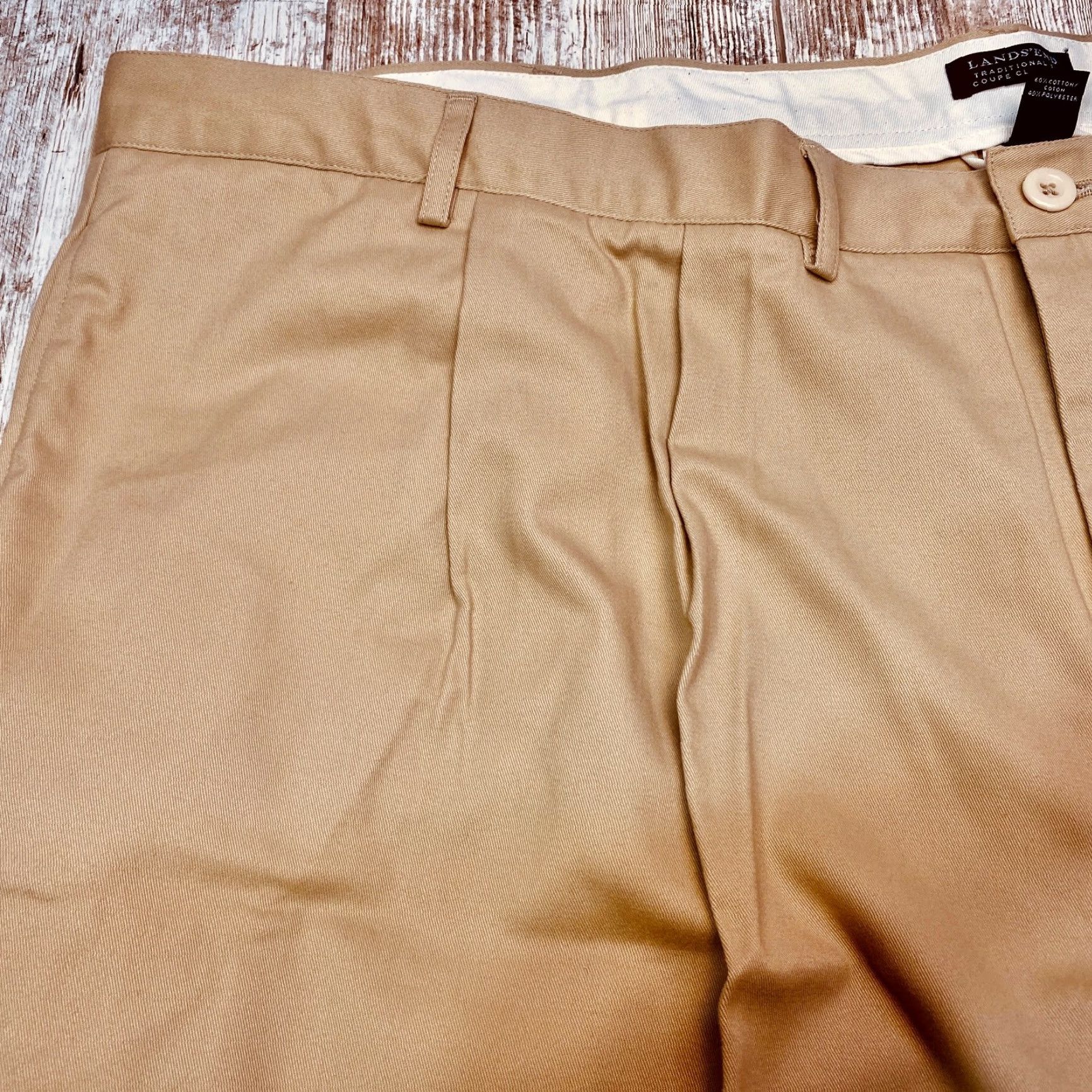 Lands' End NWT Lands' End Chino Pants Men's 52x29 Beige Khaki Pleated 100% Cotton 7550 Size US 36 / EU 52 - 6 Thumbnail