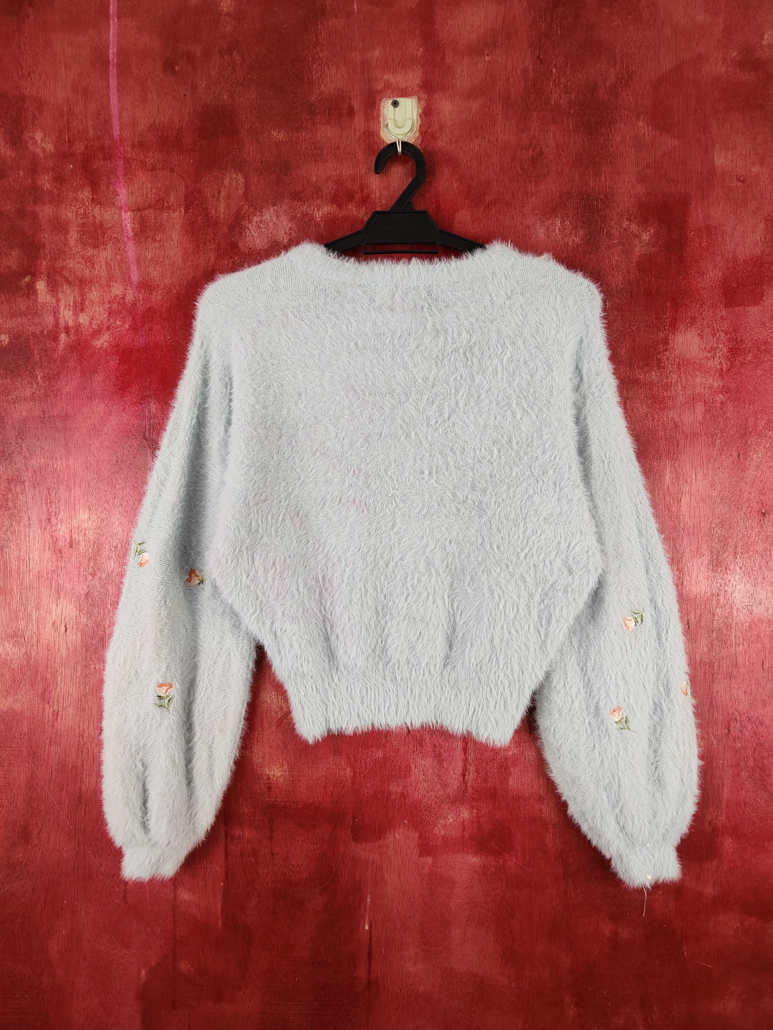 Japanese Brand × Vintage Dazzlin Blue Flowers Fur Mohair Knitwear Size M / US 6-8 / IT 42-44 - 8 Thumbnail
