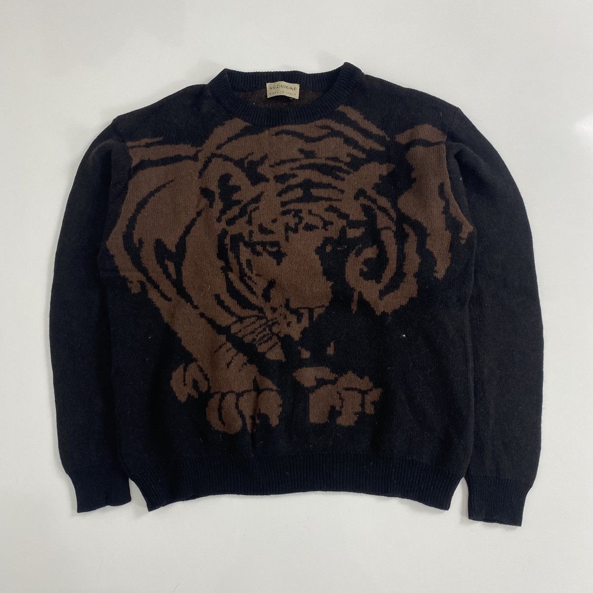 Kenzo × Krizia Uomo × Vintage Krizia Uomo Brown Tiger Designer Sweatshirt Size US M / EU 48-50 / 2 - 1 Thumbnail