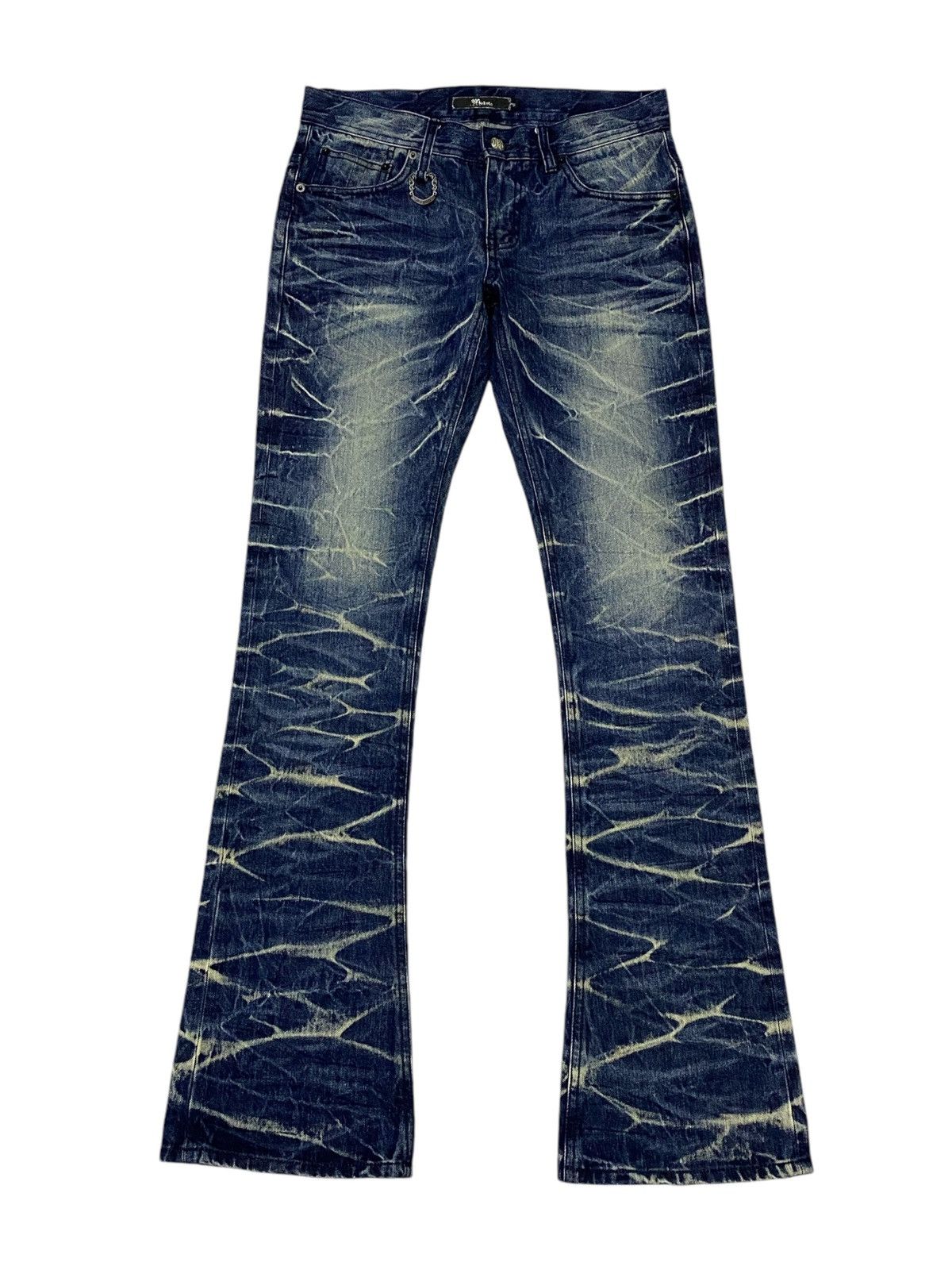 Hysteric Glamour Japanese Brand “MIDAS” Low Rise Glitter Splash BootCut Jeans Size US 30 / EU 46 - 2 Thumbnail