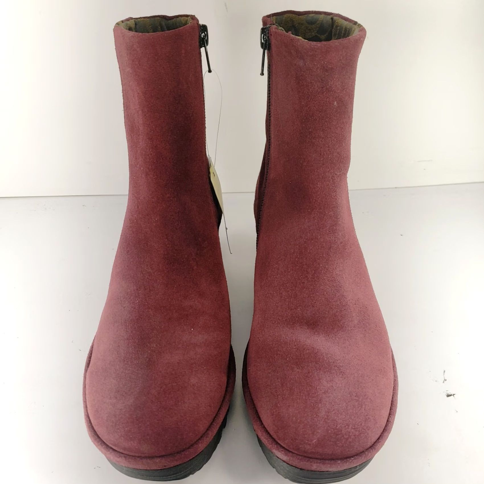 Fly London FLY London Suede Ankle Bootie Burgundy Leopard Stripe Wedge 37 UK 6-6.5 Women Size US 6.5 / IT 36.5 - 3 Thumbnail