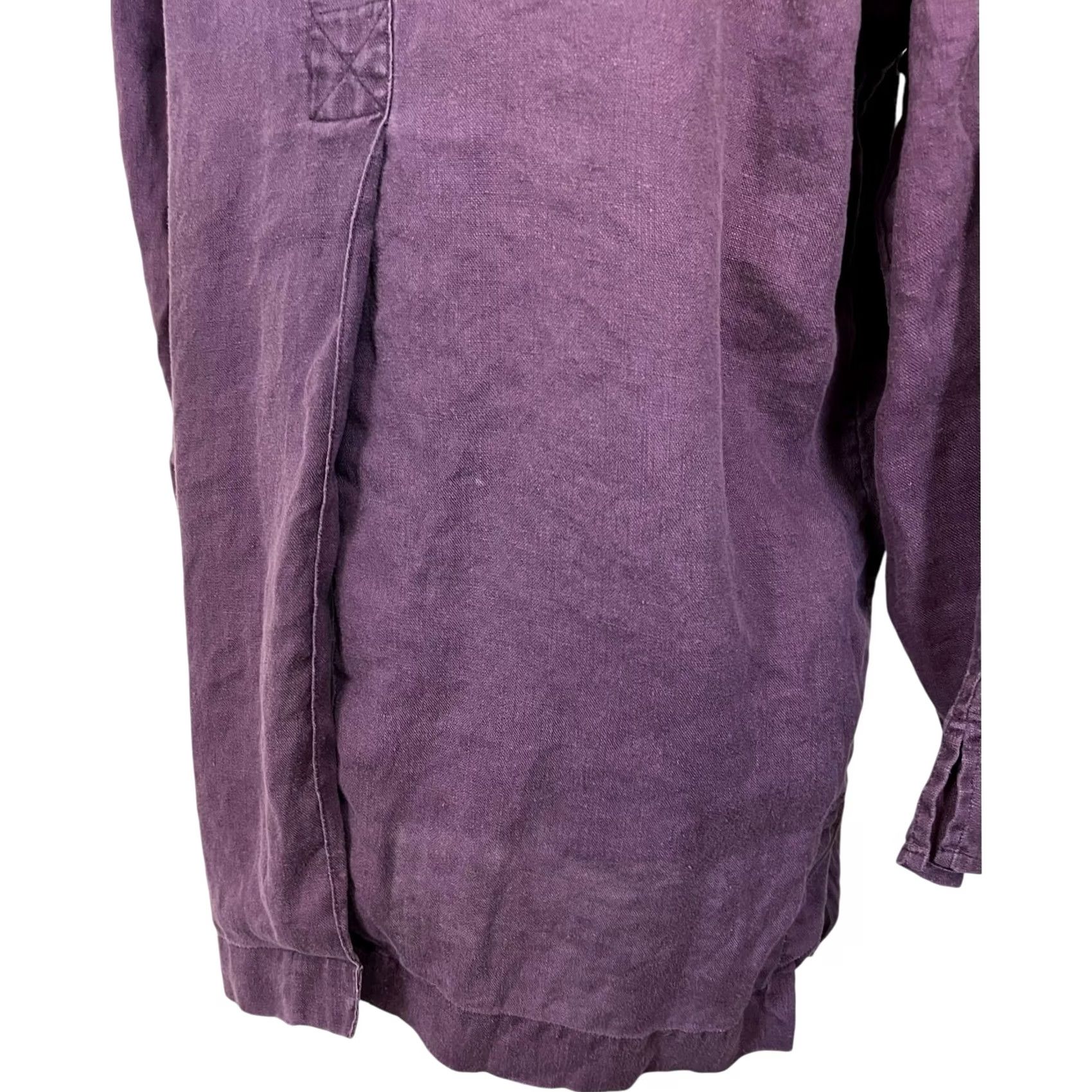 J. Jill VINTAGE J. JILL Blouse Shirt Purple 100% Linen Long Sleeve Button Front Collared Tunic Top Petite 4 Women Size S / US 4 / IT 40 - 5 Thumbnail