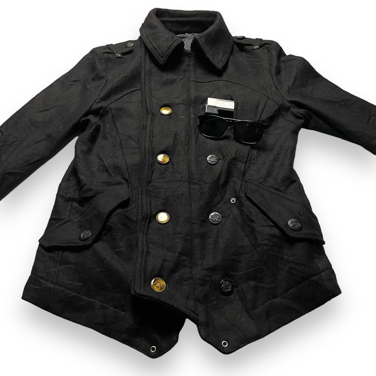 If Six Was Nine × Le Grande Bleu (L.G.B.) × PPFM 🇯🇵 VINTAGE PPFM WOOL PEA COAT PUNK GOTHIC JACKET Size US L / EU 52-54 / 3 - 5 Thumbnail