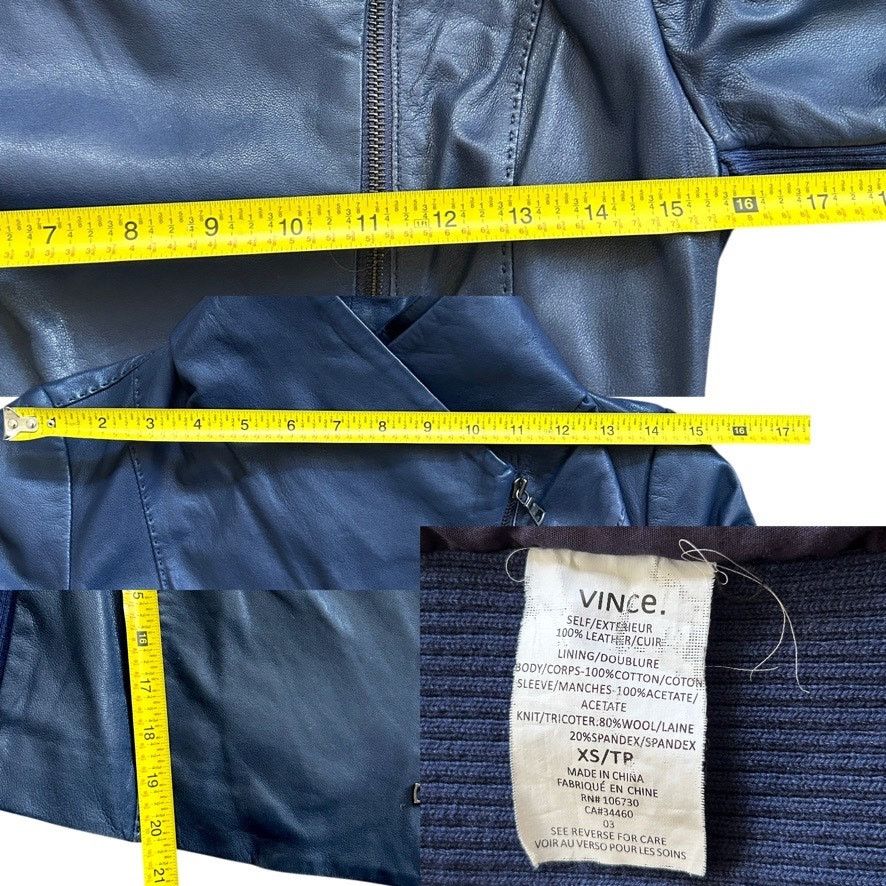 Vince Vince Leather "Scuba" Jacket Navy Fitted Size XS Size XS / US 0-2 / IT 36-38 - 8 Thumbnail
