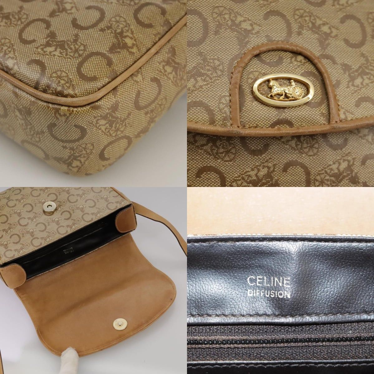 Celine CELINE C Sulky Shoulder Bag Pvc Beige Gold Size ONE SIZE - 11 Thumbnail