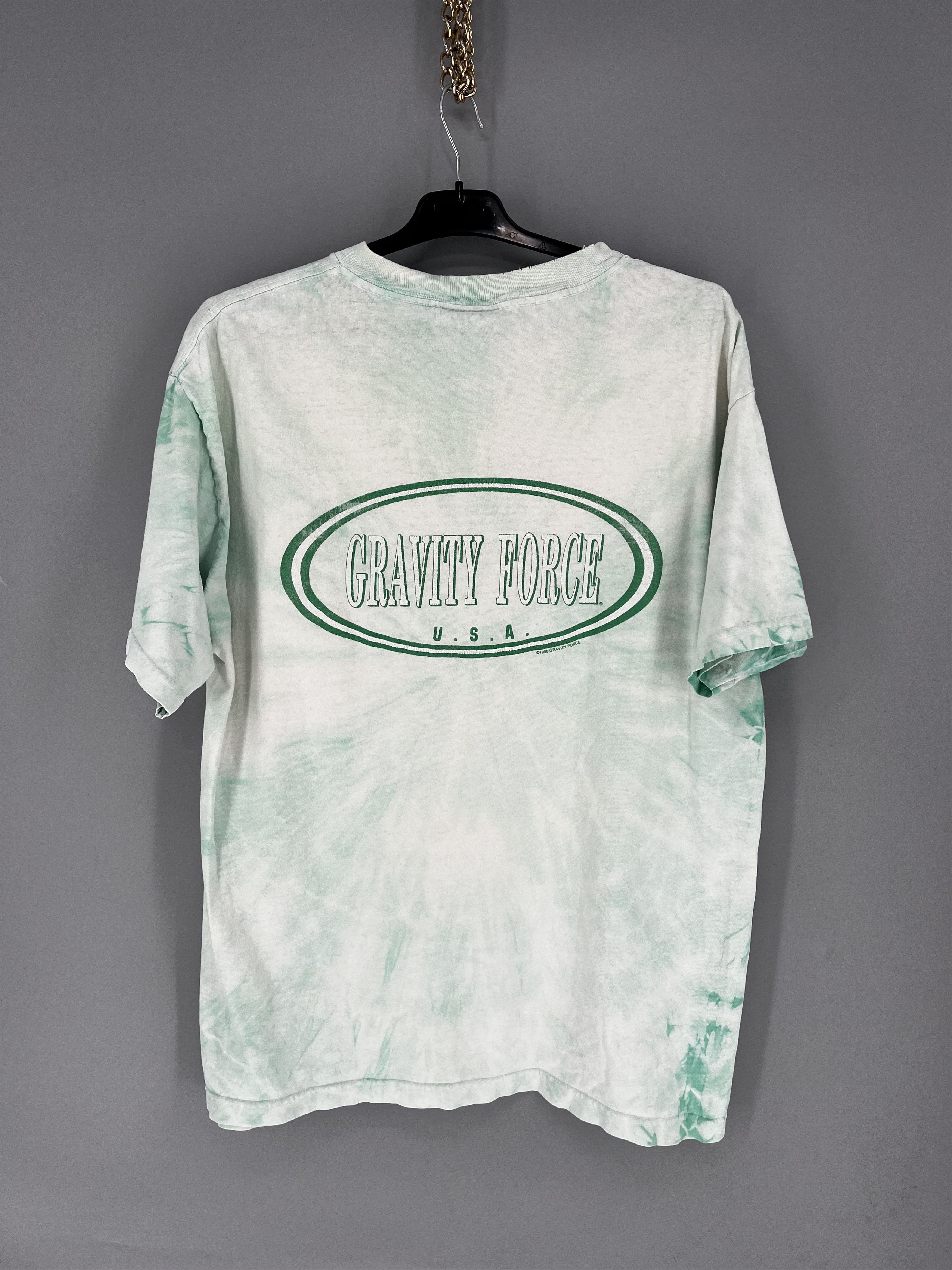 Vintage Vintage 90s Gravity Force Big Logo Full Print Tie-Dye Shirt Size US L / EU 52-54 / 3 - 14 Thumbnail