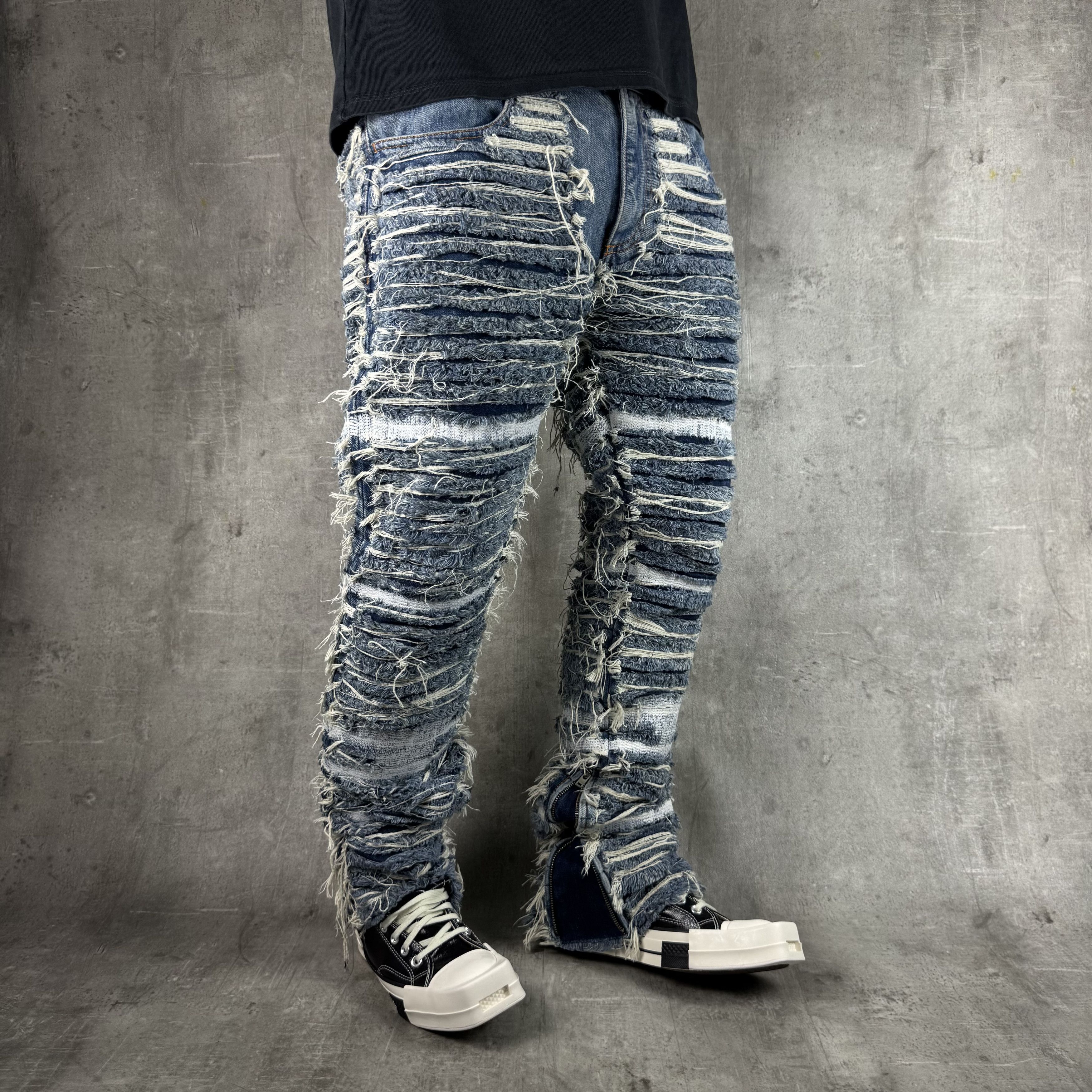 1017 ALYX 9SM × Blackmeans 1017 ALYX 9SM BLACKMEANS Shredded Denim Distressed Jeans Size US 34 / EU 50 - 4 Thumbnail