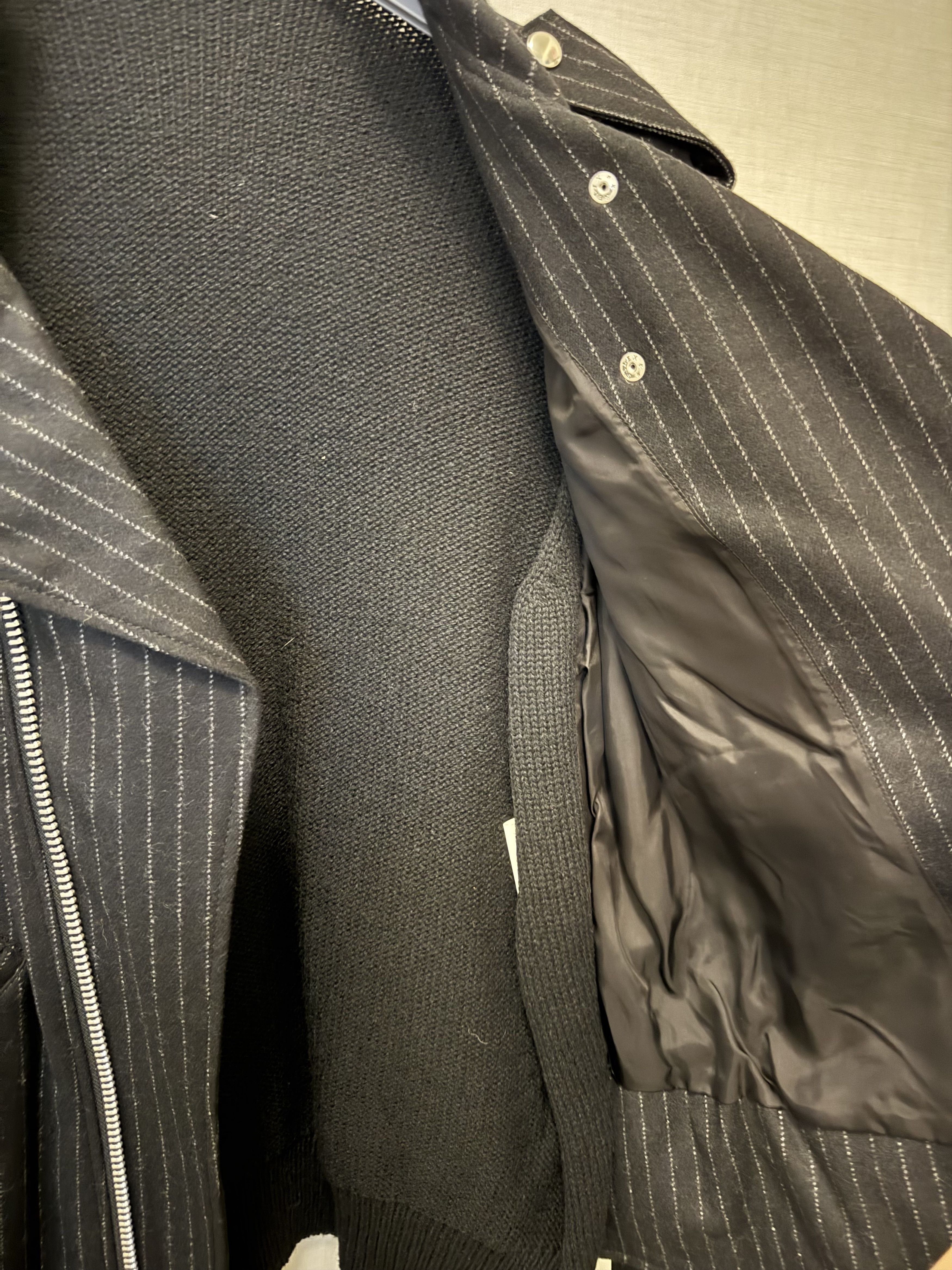 Comme des Garcons Black BLACK Comme des Garcons Wool Striped Moto Jacket Size US L / EU 52-54 / 3 - 3 Thumbnail