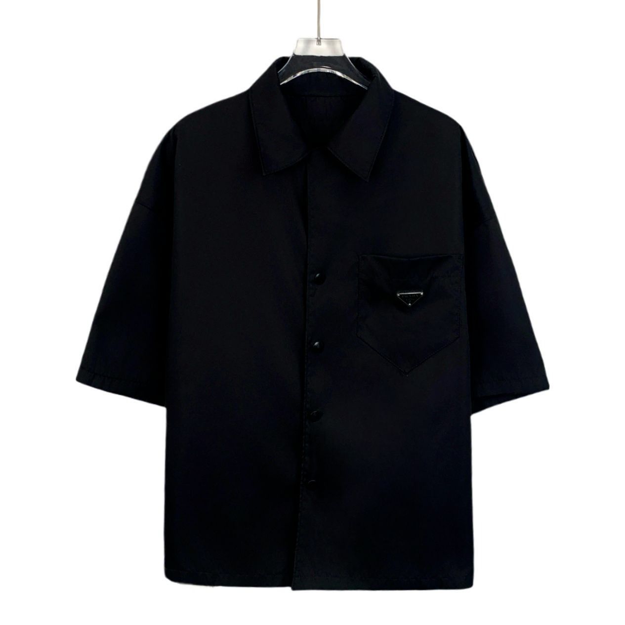 Prada Prada Black Button-Up Short Sleeve Shirt With Chest Pocket Size L / US 10 / IT 46 - 1 Thumbnail