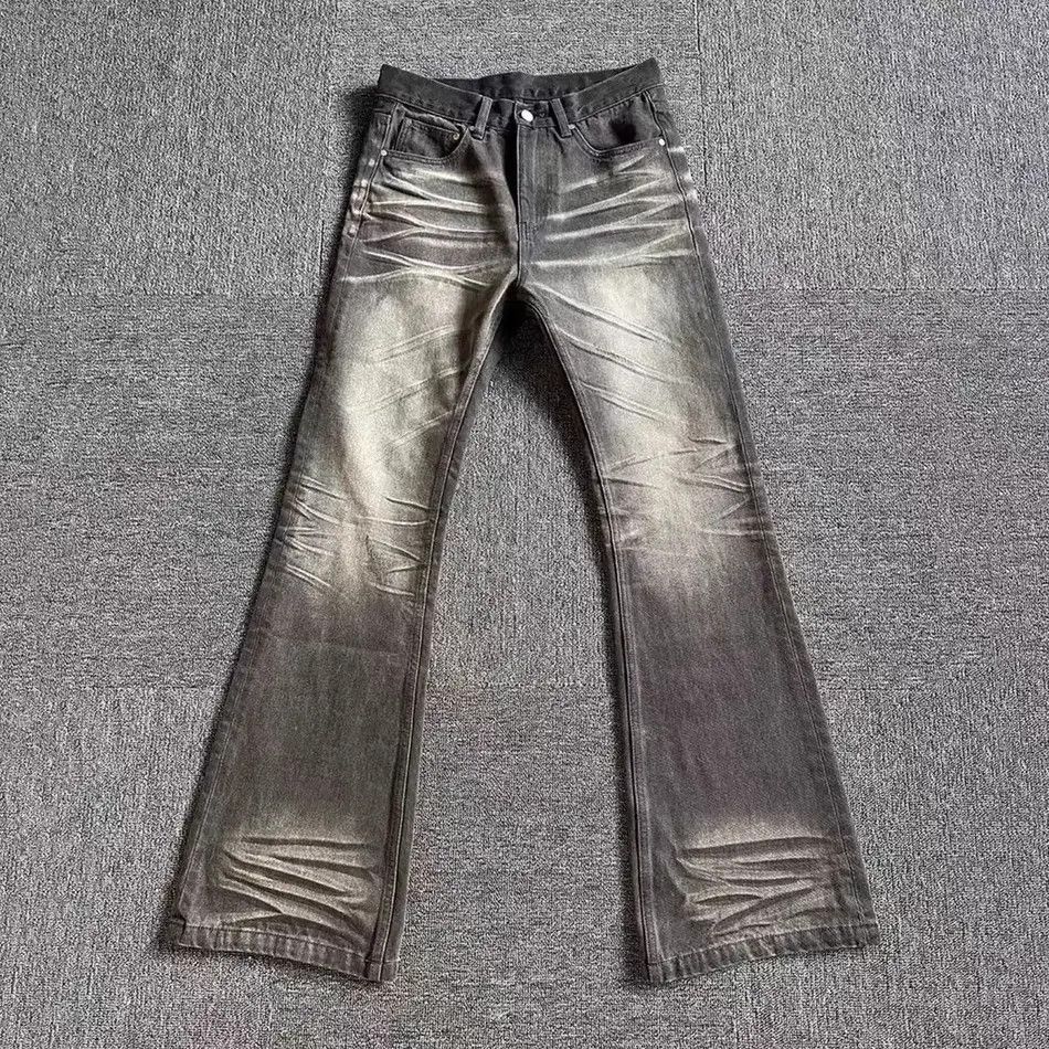 Japanese Brand Heavy Wash Y2K Aged Black Grey Micro Flare Jeans Size US 32 / EU 48 - 2 Thumbnail