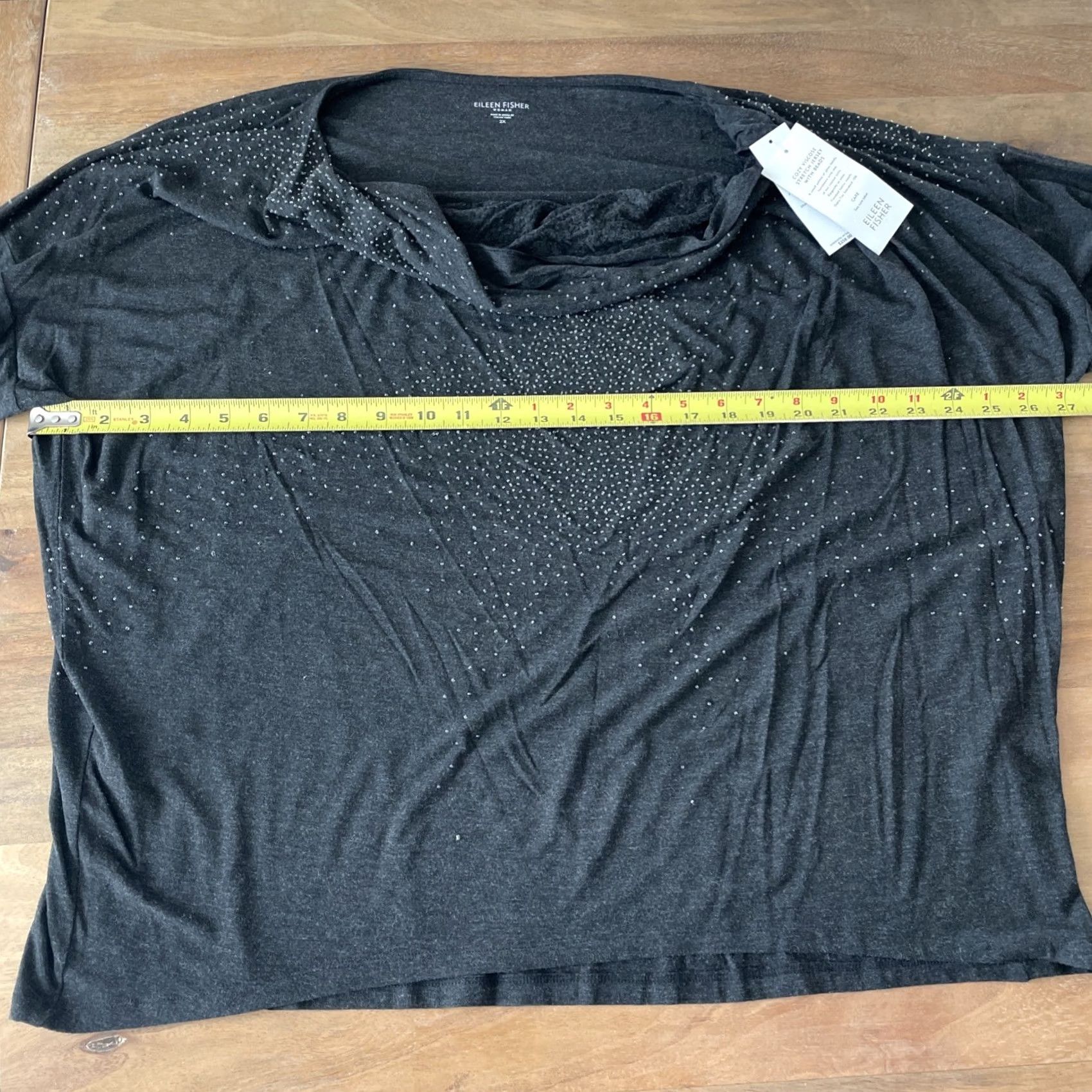Eileen Fisher Eileen Fisher Beaded Drape Neck Tunic Longsleeve Womens 2XL Gray Pullover Cardigan/Sweater Size XXL / US 16-18 / IT 52-54 - 7 Thumbnail