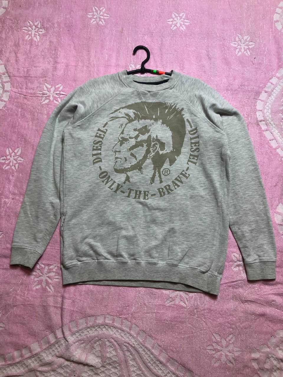 Vintage Diesel only the brave Logo Gray Sweatshirt Y2K Style