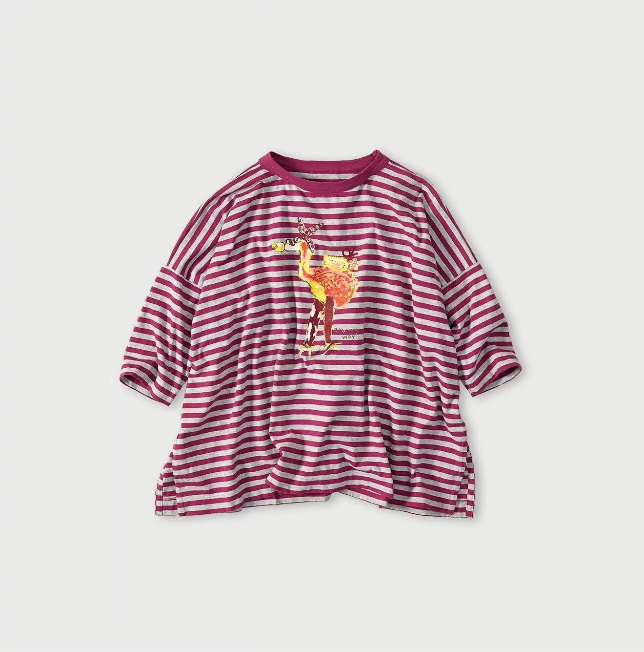 45rpm Striped Flamingo Split T-Shirt Size S / US 4 / IT 40 - 1 Thumbnail