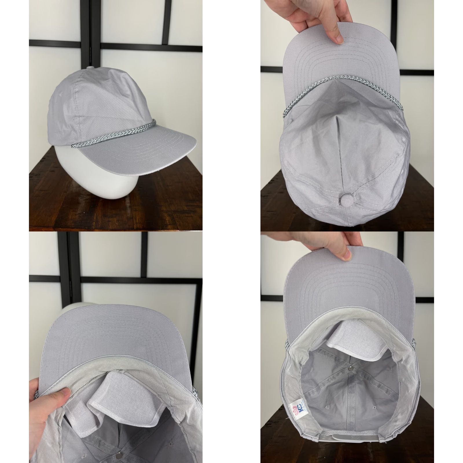 Vintage VINTAGE KC Collections Hat Cap Snap Back Adult One Size Gray Nylon 90s Look Rope Size ONE SIZE - 8 Thumbnail