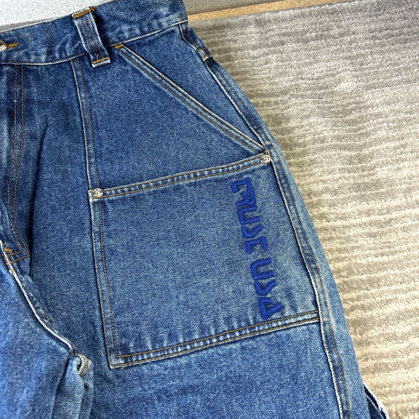 Denime VINTAGE Trust Jeans Mens 32x32 Blue Denim 90s Baggy Distressed Straight 5-Pocket Mens Jeans Size US 32 / EU 48 - 4 Thumbnail