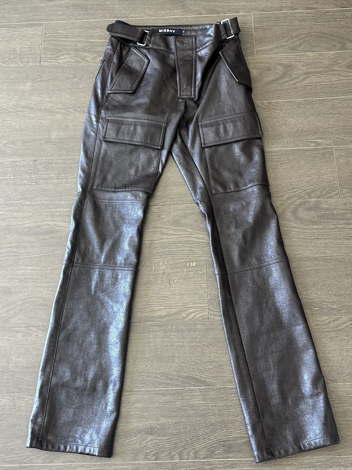 Misbhv Misbhv Brown Vegan Leather Biker Pants Size US 30 / EU 46 - 1 Thumbnail