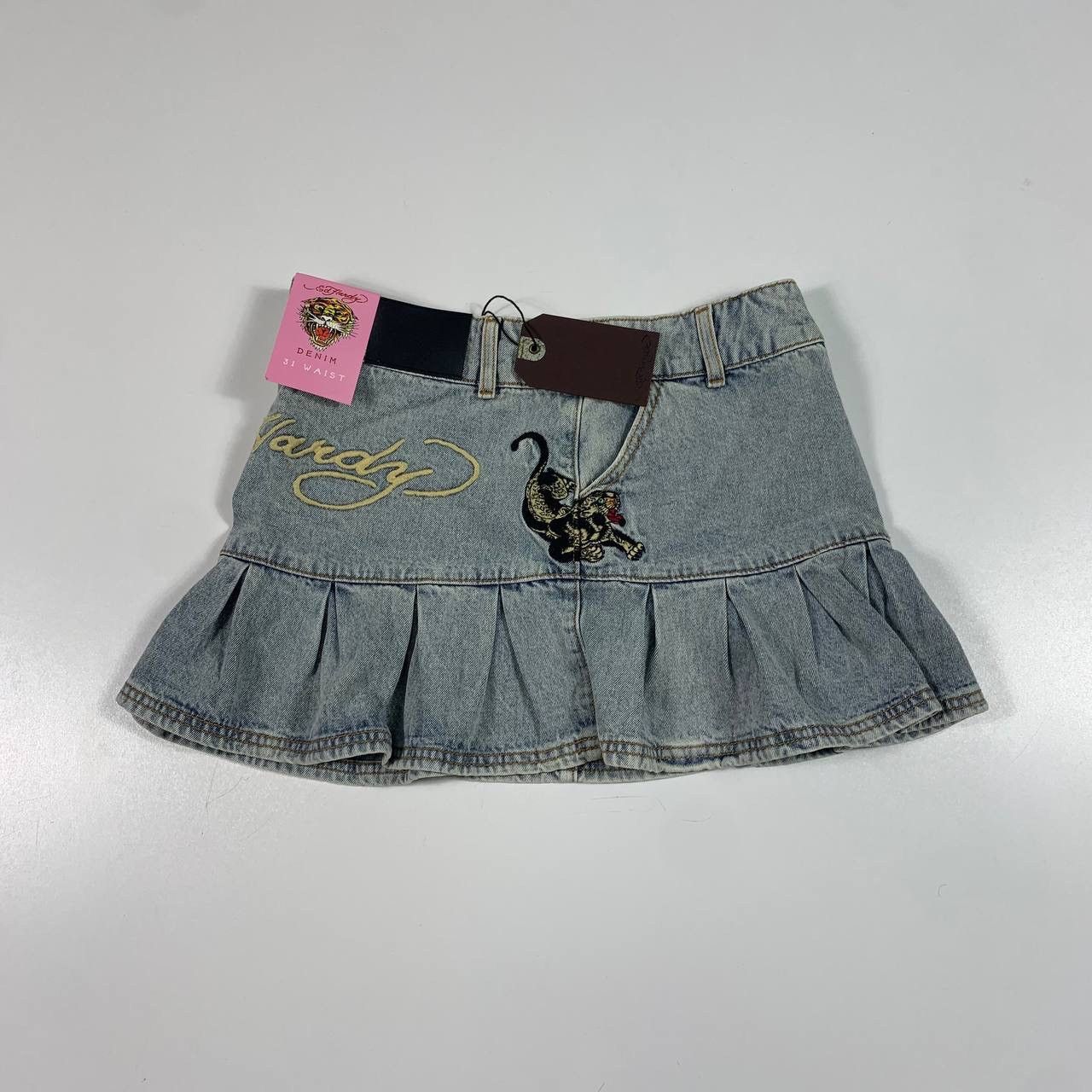 Christian Audigier × Ed Hardy × Vintage vintage 90s PANTHER PROWL PLEATED SKIRT ed hardy y2k Size 31" - 6 Thumbnail