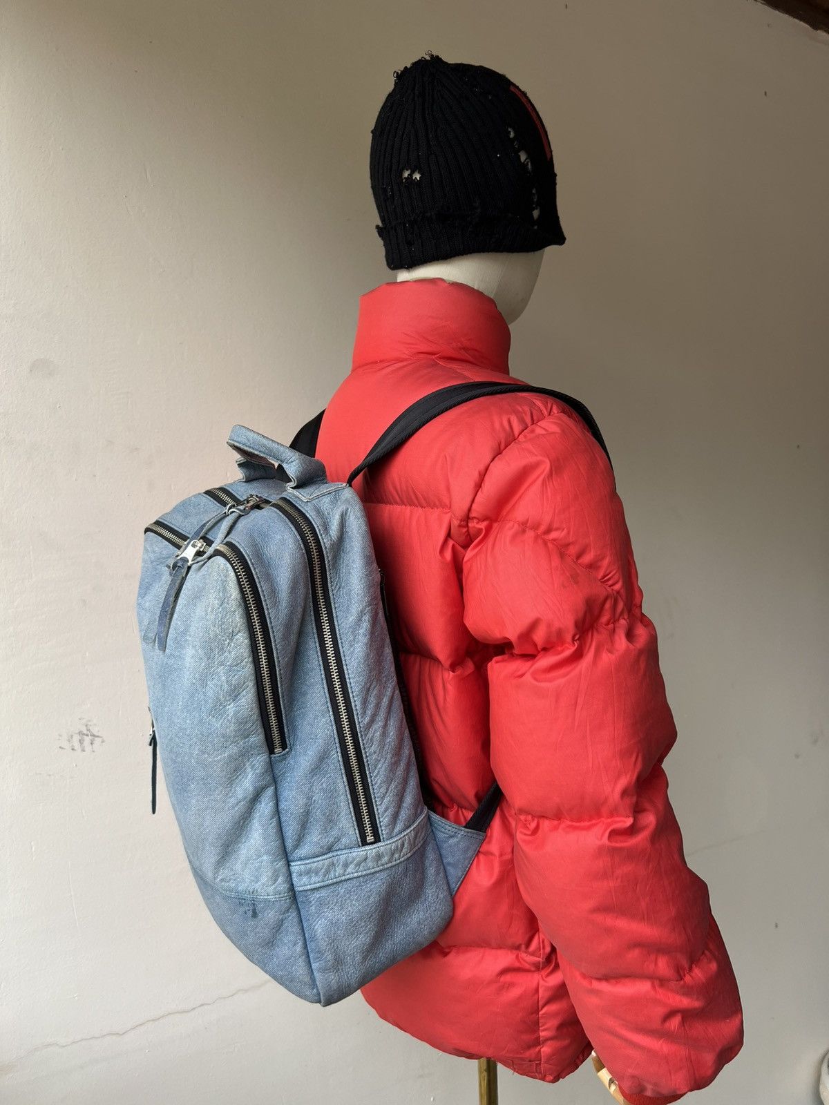 Leather DECADE Japan Patina Leather Backpack Bag Denim Design Size ONE SIZE - 2 Thumbnail