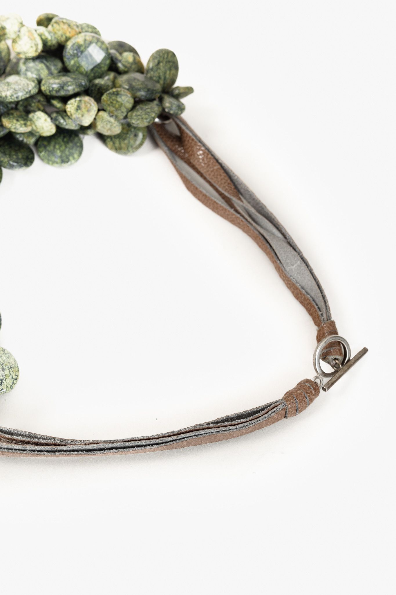 Brunello Cucinelli Brunello Cucinelli Faceted Snake Jasper & Leather Necklace Size ONE SIZE - 4 Thumbnail