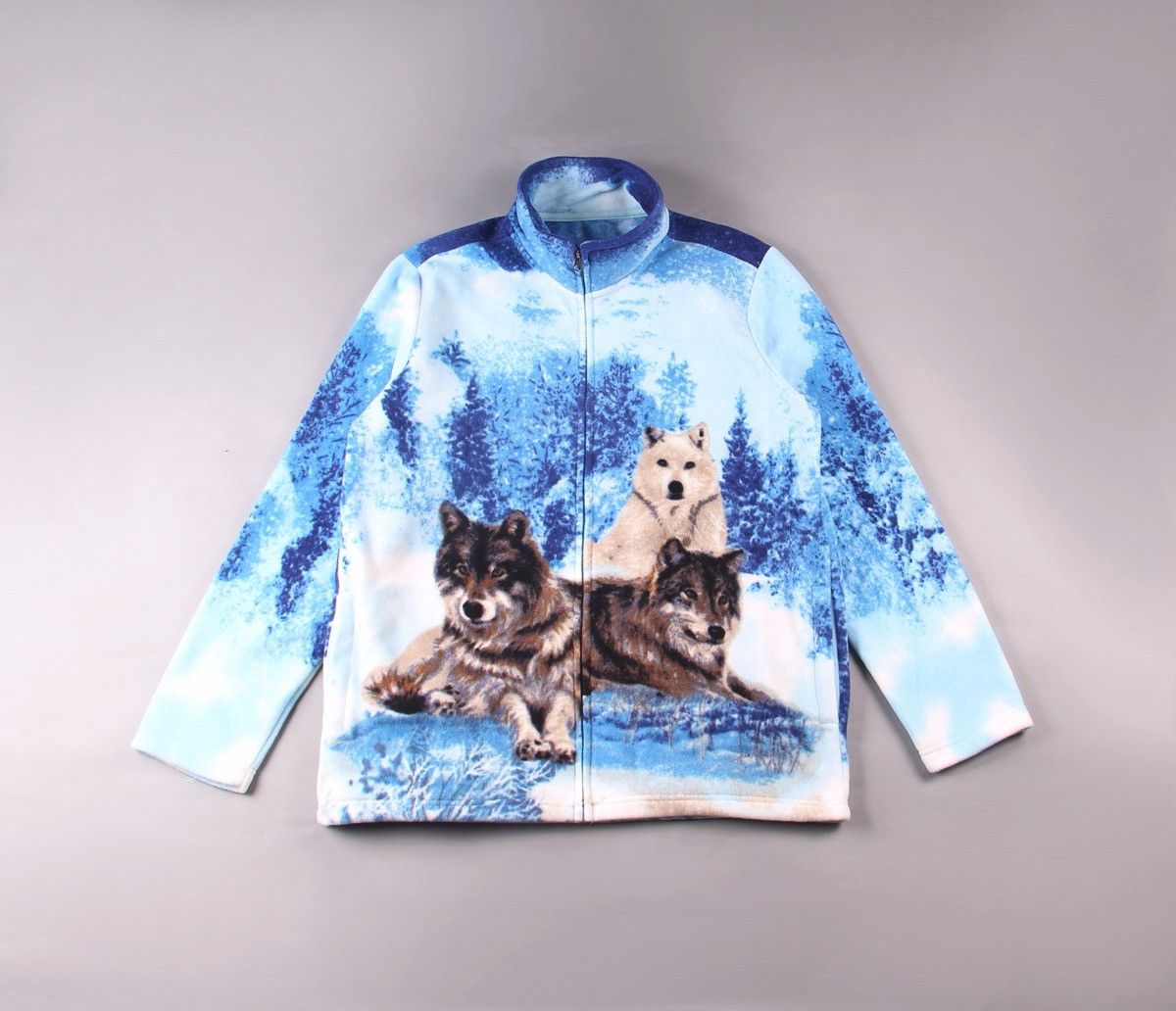 Vintage Vintage Fleece All Over Print Dog Retro Jacket Animal Wolf M Size US M / EU 48-50 / 2 - 1 Thumbnail