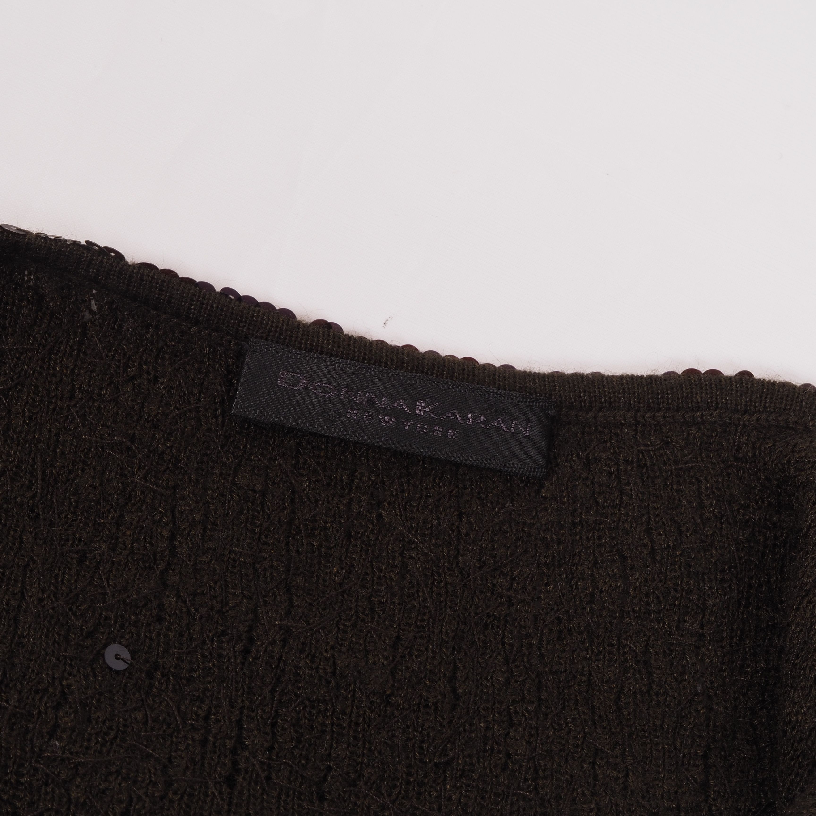 Donna Karan Donna Karan Vintage Khaki Cashmere Silk Sequin Knit Tank Top Size L / US 10 / IT 46 - 5 Thumbnail