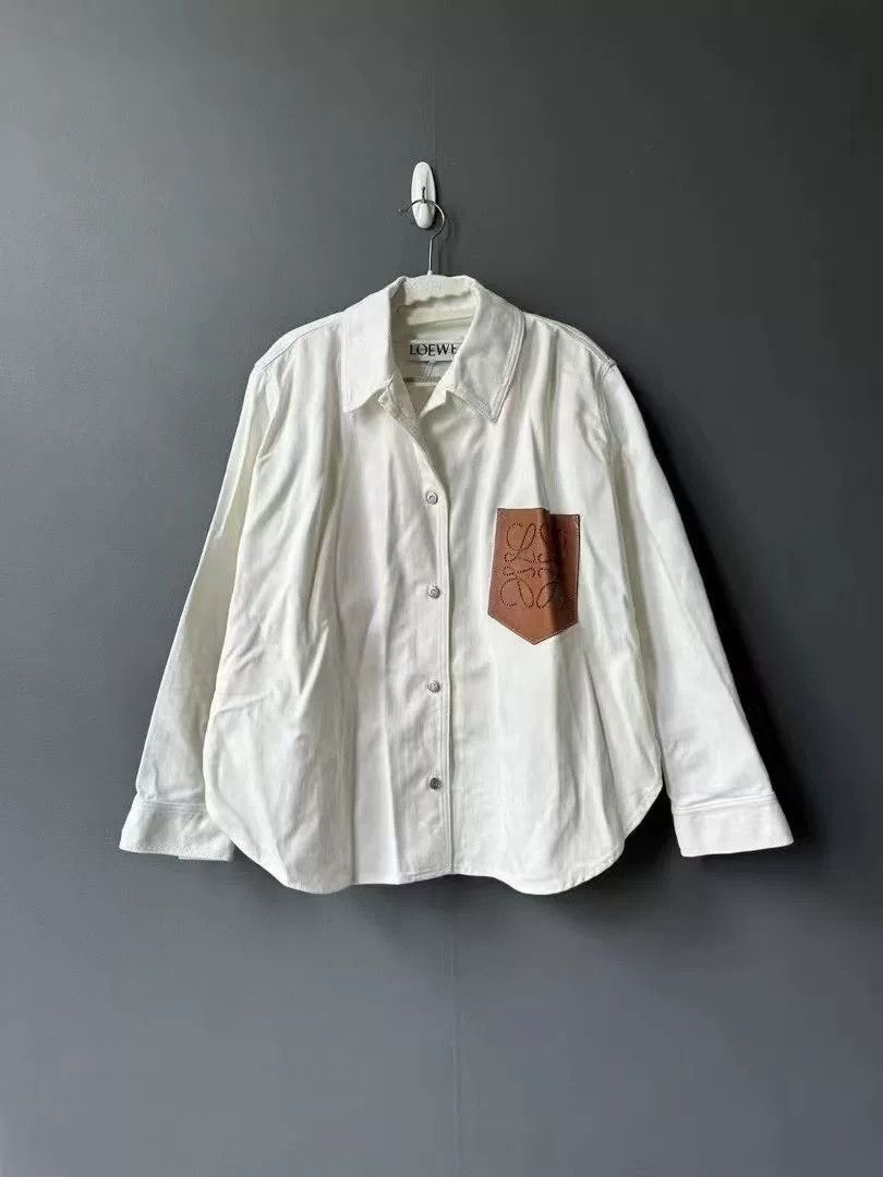 Loewe Loewe White Logo Shirt Jacket Size US XXS / EU 40 - 1 Thumbnail