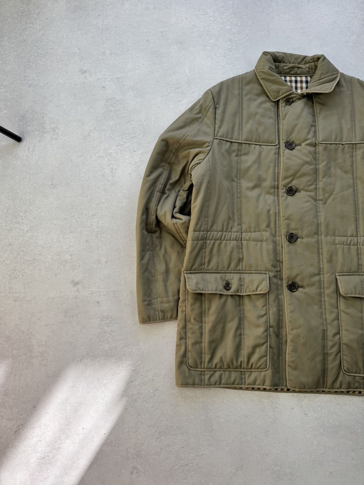 Aquascutum Aquascutum Quilted Short Coat Green Vintage Size US XL / EU 56 / 4 - 4 Thumbnail