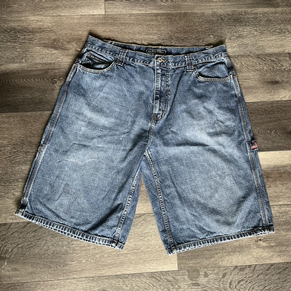 U.S. Polo Assn. Vintage 2000s US Polo Assn Flag Carpenter Denim Jean Shorts Size US 38 / EU 54 - 2 Thumbnail