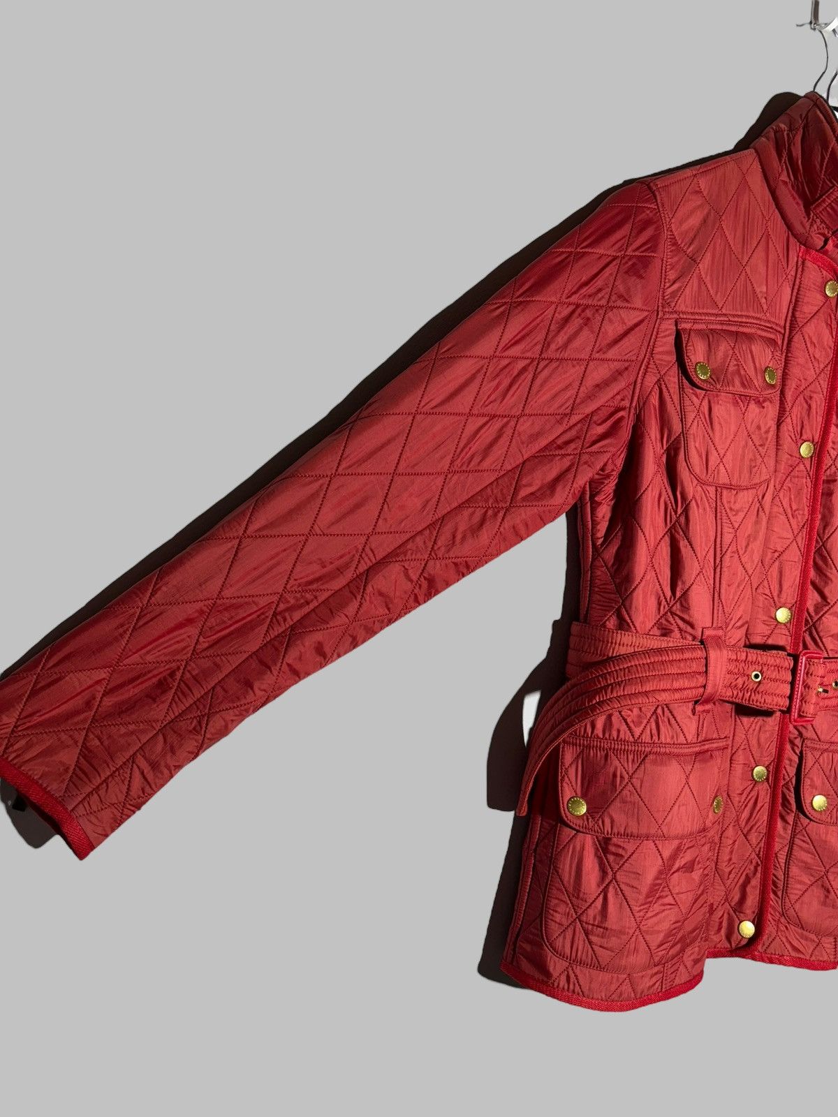 Barbour 🔥 BARBOUR INTERNATIONAL BELTED QUILTED JACKET MOTO HOT RED Size M / US 6-8 / IT 42-44 - 13 Thumbnail