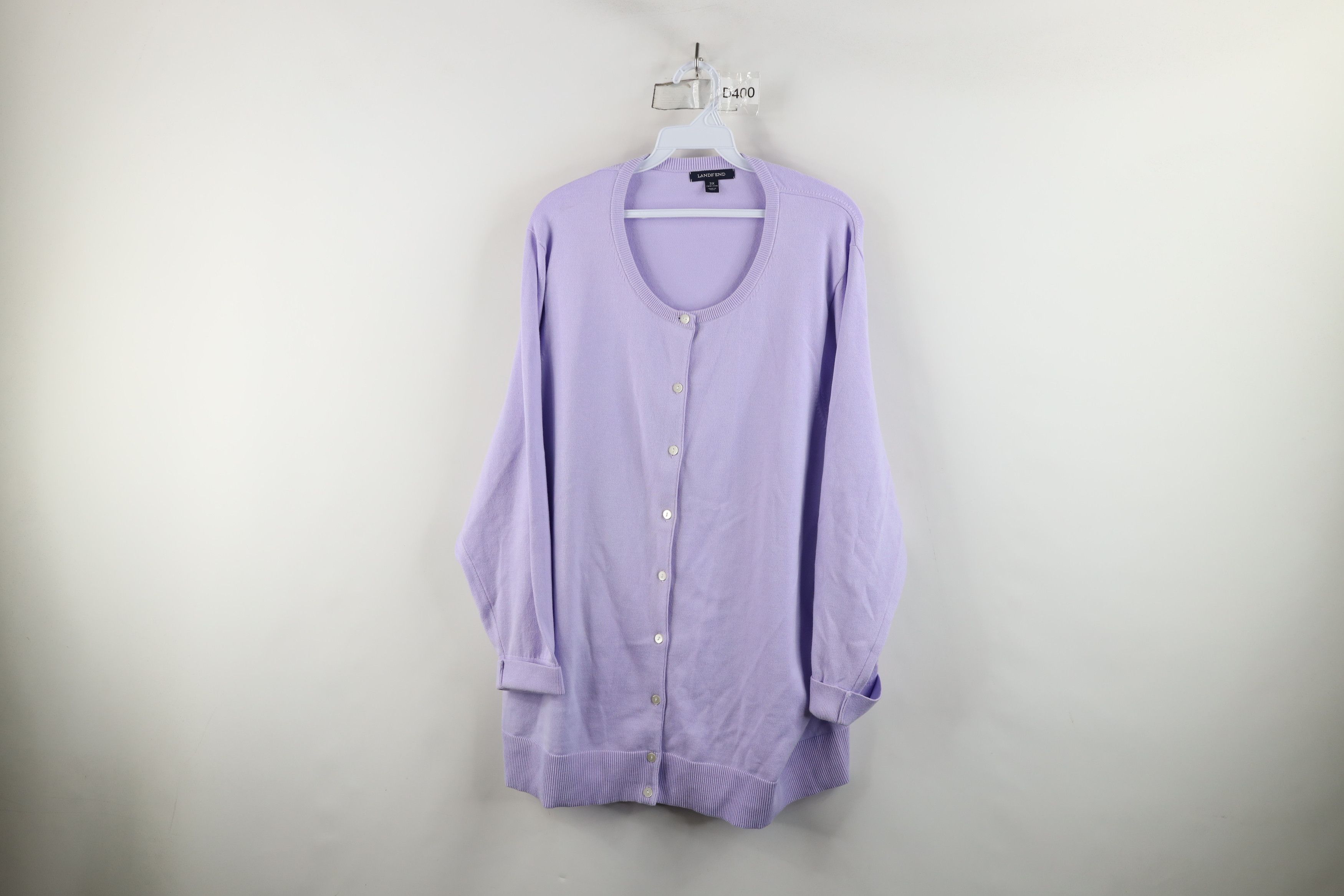 Lands' End × Vintage Vintage Lands End Cotton 3/4 Sleeve Cardigan Sweater Lilac Size 3XL / US 20-22 - 1 Thumbnail