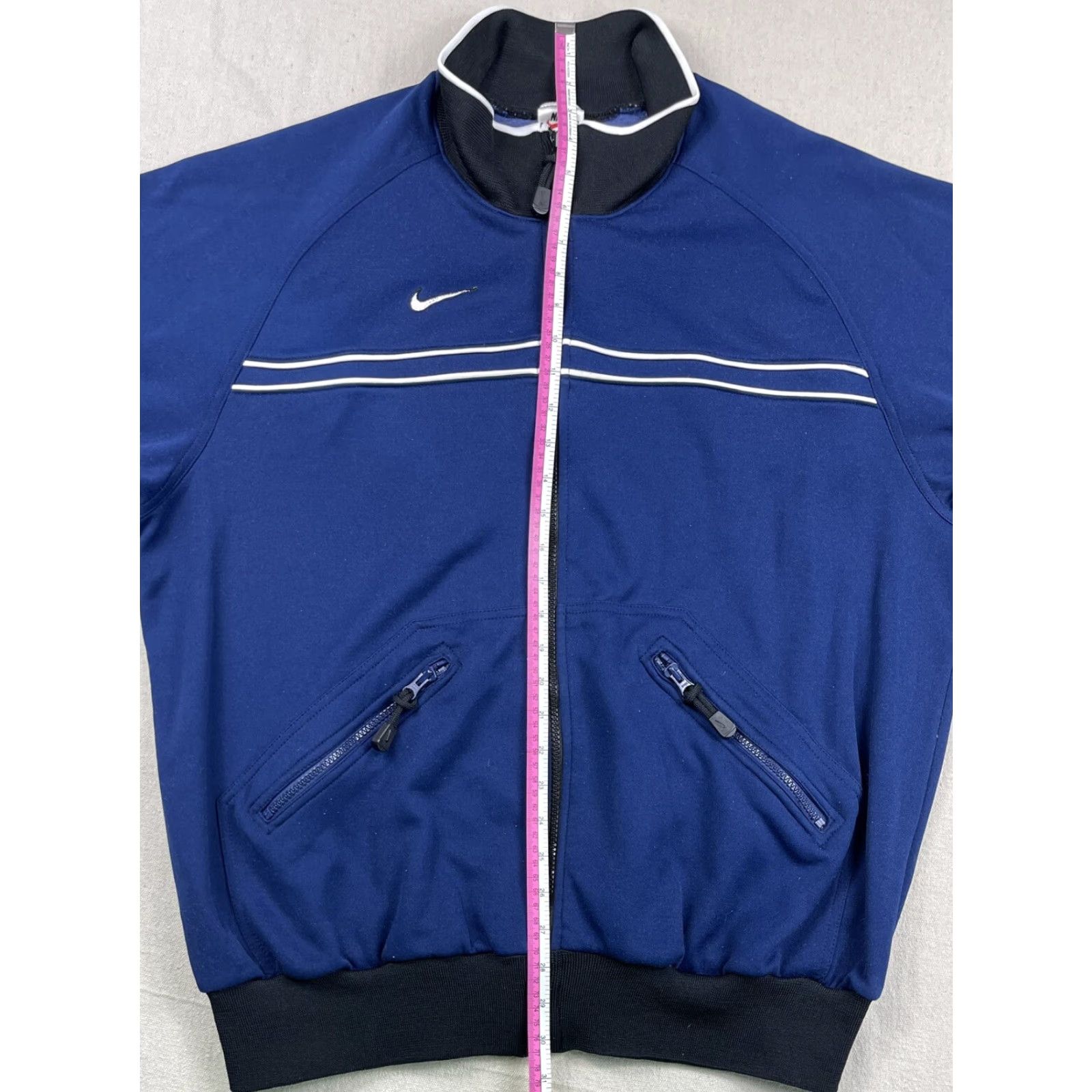 Nike VINTAGE Nike Men Track Jacket L Full Zip Pockets Swoosh Warmup 90s Windbreaker Blue Mens Size US L / EU 52-54 / 3 - 6 Thumbnail