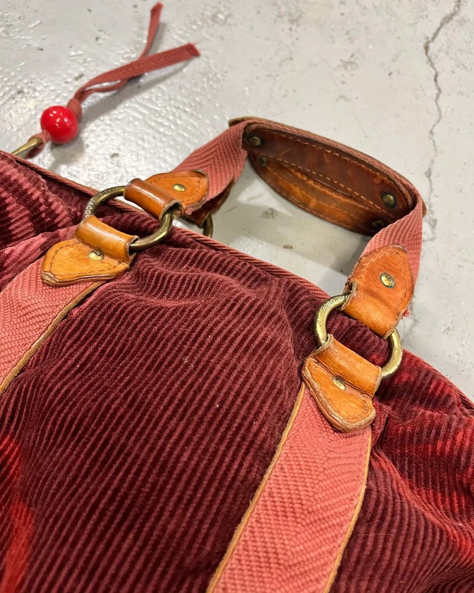 Marc Jacobs Marc Jacobs Burgundy Corduroy Leather Trim Red Handle Bag Size ONE SIZE - 5 Thumbnail