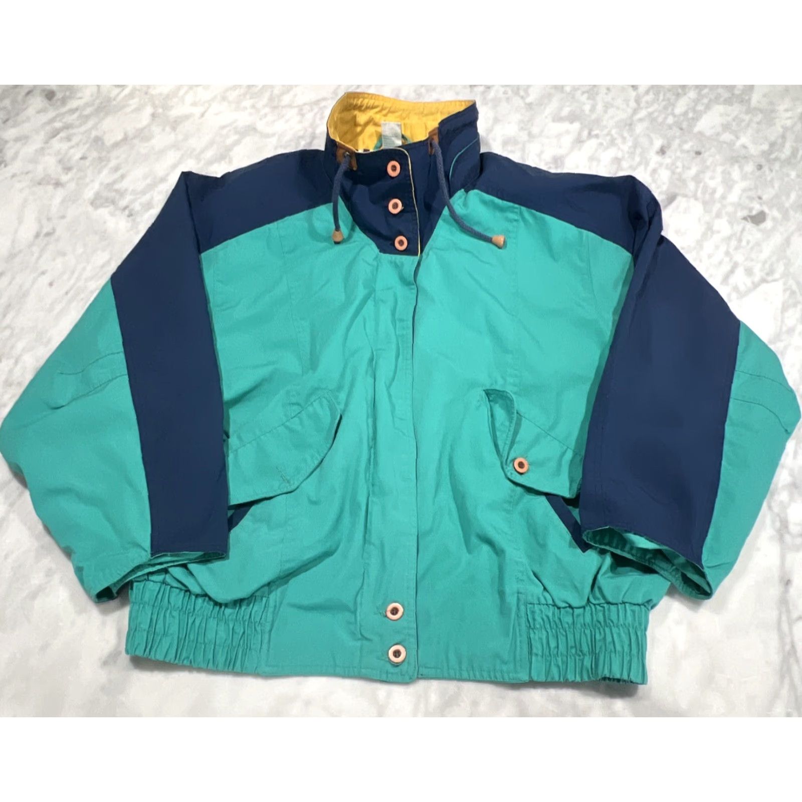 AQUA VINTAGE Climate Zone Sailing Yacht Jacket Large Aqua Navy Zip Button Drawstring Windbreaker MENS Regular Size L Size US L / EU 52-54 / 3 - 2 Thumbnail