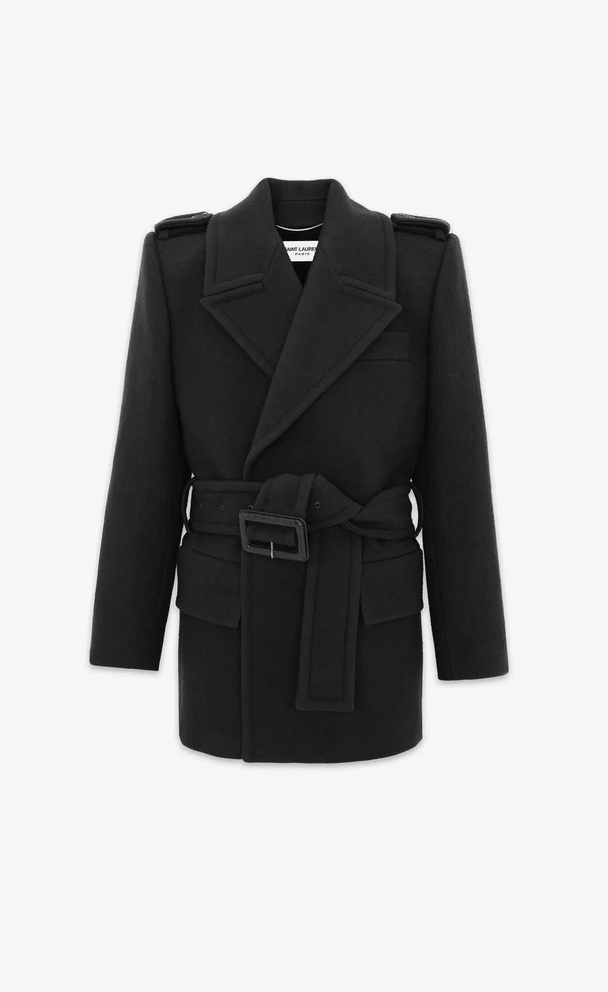 Saint Laurent Paris o1s1wg111124 Oversize Shoulder Coat in Black Size US S / EU 44-46 / 1 - 1 Thumbnail